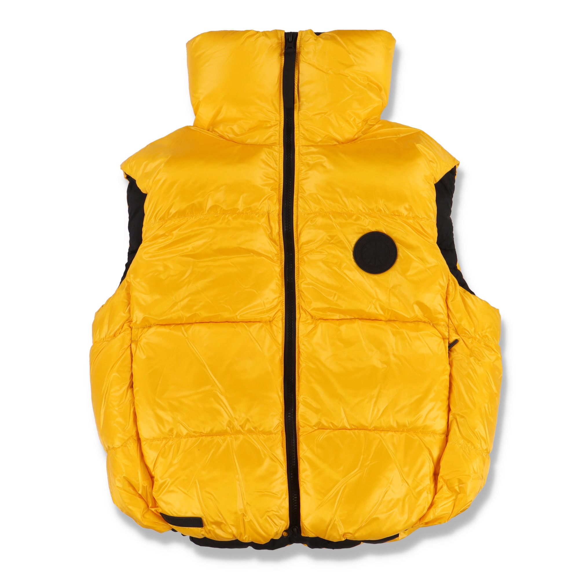 Black and Yellow Reversible Bayan Puffer Vest