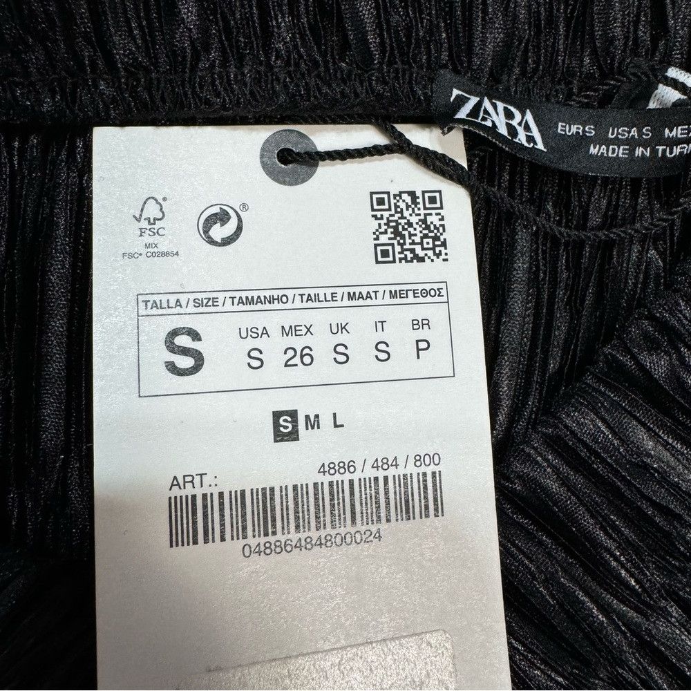 Zara NWT New Zara Black Pleated Midi Skirt 4886/484 Size S Size 28" / US 6 / IT 42 - 7 Thumbnail