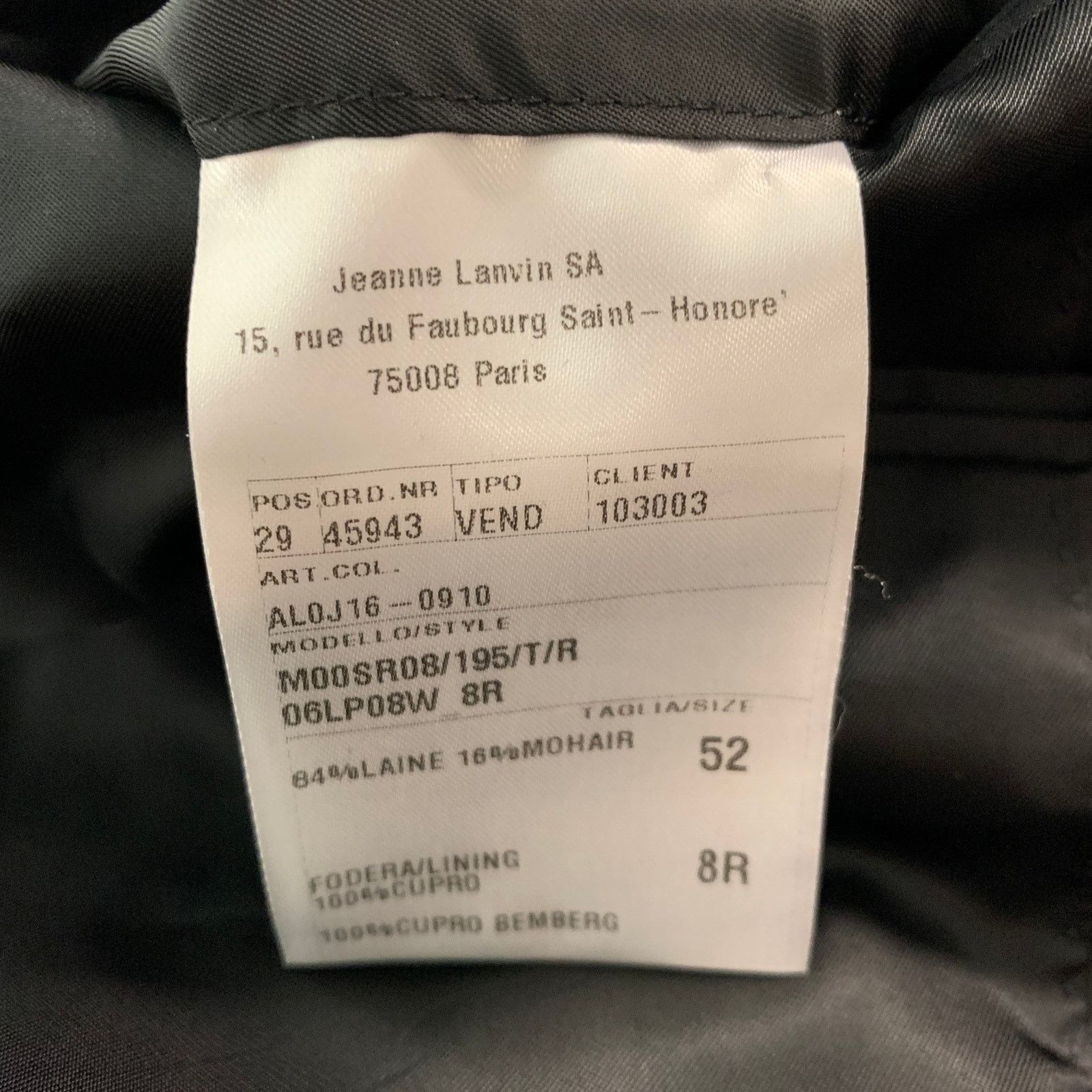 Lanvin LANVIN Size 42 Black Solid Wool Mohair Peak Lapel Sport Coat Size 42R - 5 Thumbnail