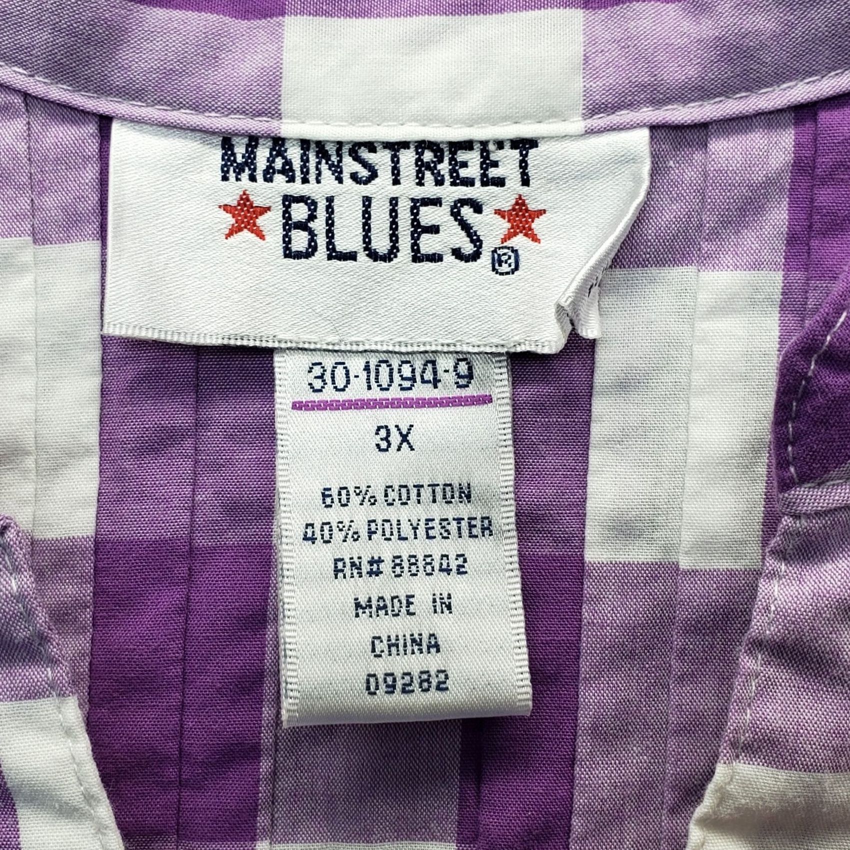 Vintage Mainstreet Blues Tunic Top Womens 3X Multi Plaid Long Sleeve V-Neck Button Front Shirt Womens 3X Plaid Tunic Blouse Size XXL / US 16-18 / IT 52-54 - 5 Thumbnail