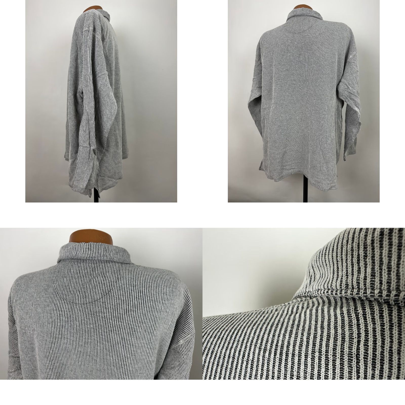 Vintage VINTAGE 90s Structure Pullover Sweatshirt Men L Oversized Striped White 1/4 Zip Distressed Grunge Size US L / EU 52-54 / 3 - 8 Thumbnail