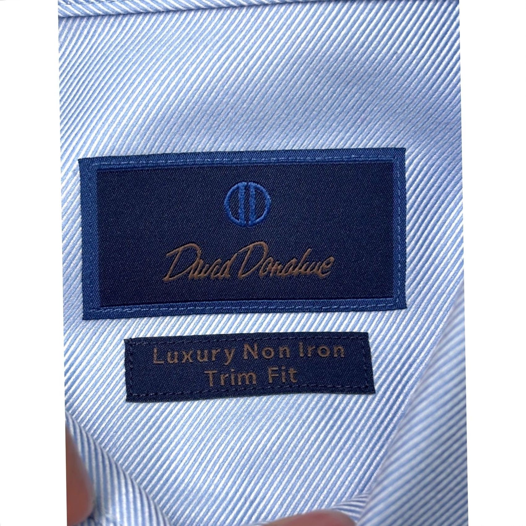 David Donahue David Donahue Dress Shirt Blue Twill Non-Iron Slim 17.5 32/33 Mens Shirt Size 48R - 4 Thumbnail