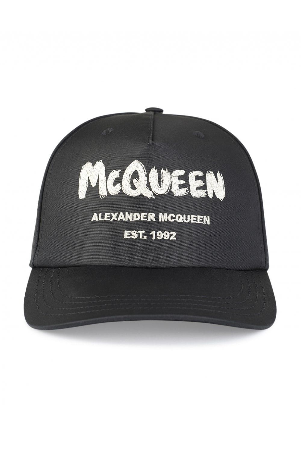 Alexander McQueen o1w1db10725 Size:Small/Graffiti Baseball Cap in Black Size ONE SIZE - 1 Thumbnail