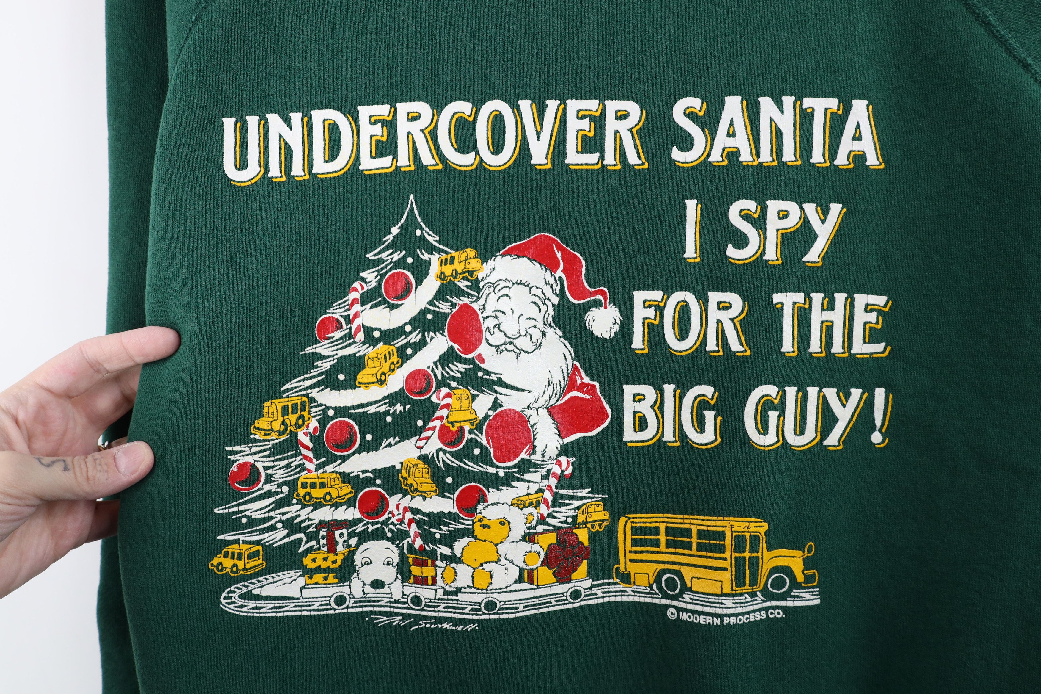 Vintage Vintage 90s Christmas Undercover Santa Sweatshirt Green USA Size XL / US 12-14 / IT 48-50 - 4 Thumbnail