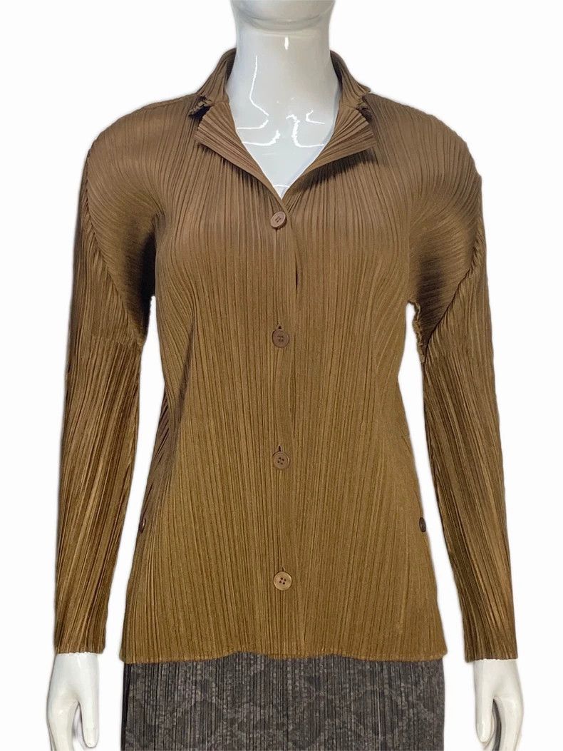 Issey Miyake Issey Miyake size:4 Brown pleated cardigan Size XS / US 0-2 / IT 36-38 - 1 Thumbnail
