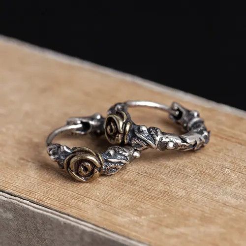Diamond Earrings x Jewelry Punk Earrings One Pairs Chrome Jewelry in Silver, Men's