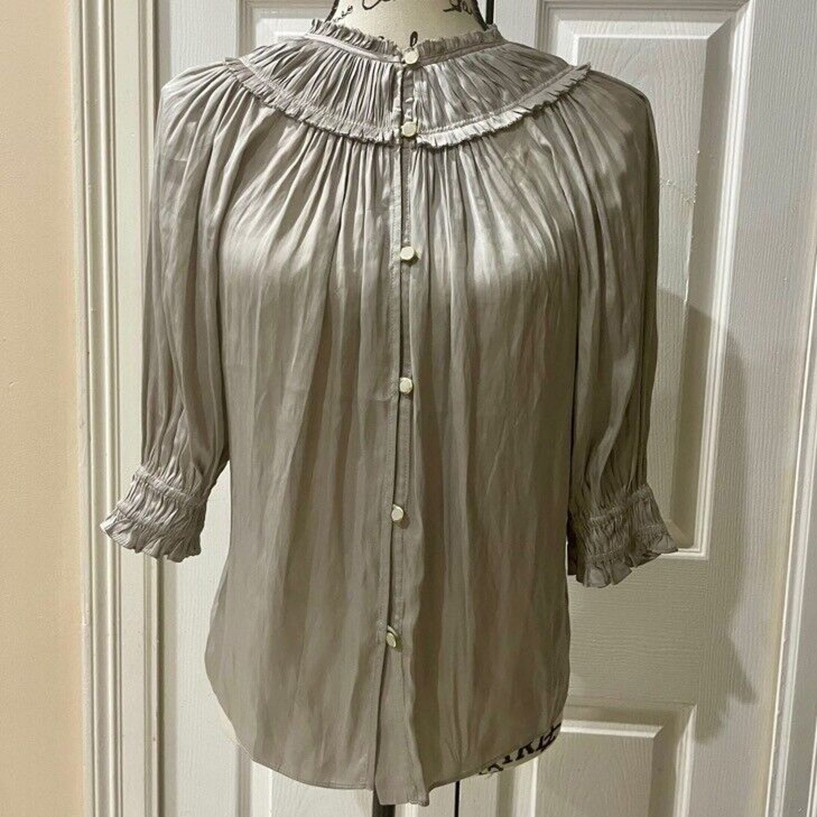 Ramy Brook RAMY BROOK VERSATILE PUFF SLEEVES BLOUSE CRISTAL GREY SZ XS Size XS / US 0-2 / IT 36-38 - 6 Thumbnail