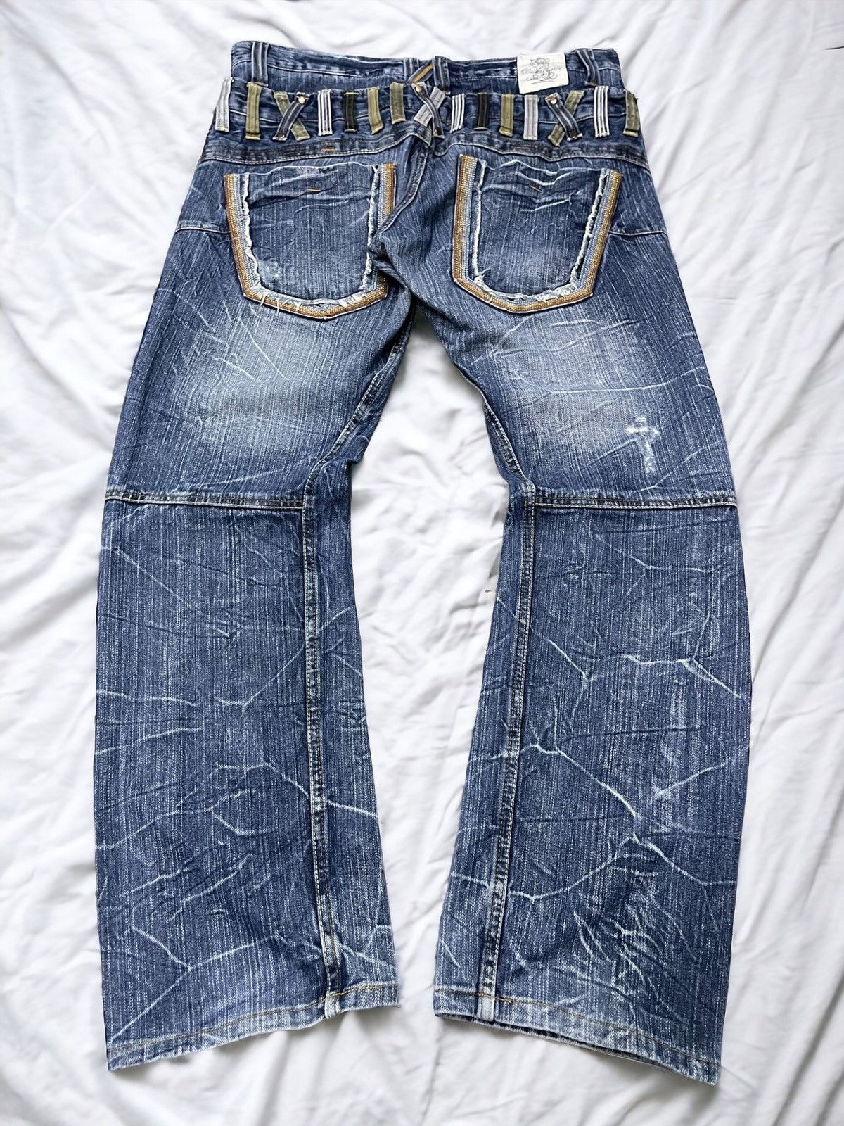 5351 POUR LES HOMMES × Japanese Brand × Tornado Mart DOMINATE Double Waist Spiral Honeycomb Wash Jeans Size US 34 / EU 50 - 1 Thumbnail
