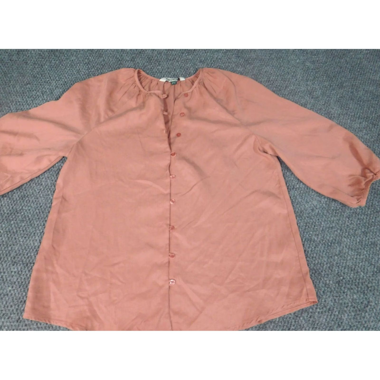 Vintage Baukjen Blouse Womens 6 pink Button Down Shirt Long Sleeve Round Neck Pullover Casual Regular Size M / US 6-8 / IT 42-44 - 3 Thumbnail