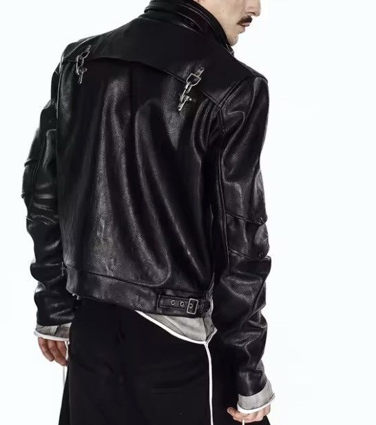 Japanese Brand Cyber Punk Metal Clasp PU Leather Jacket Industrial Crop Size US L / EU 52-54 / 3 - 10 Thumbnail