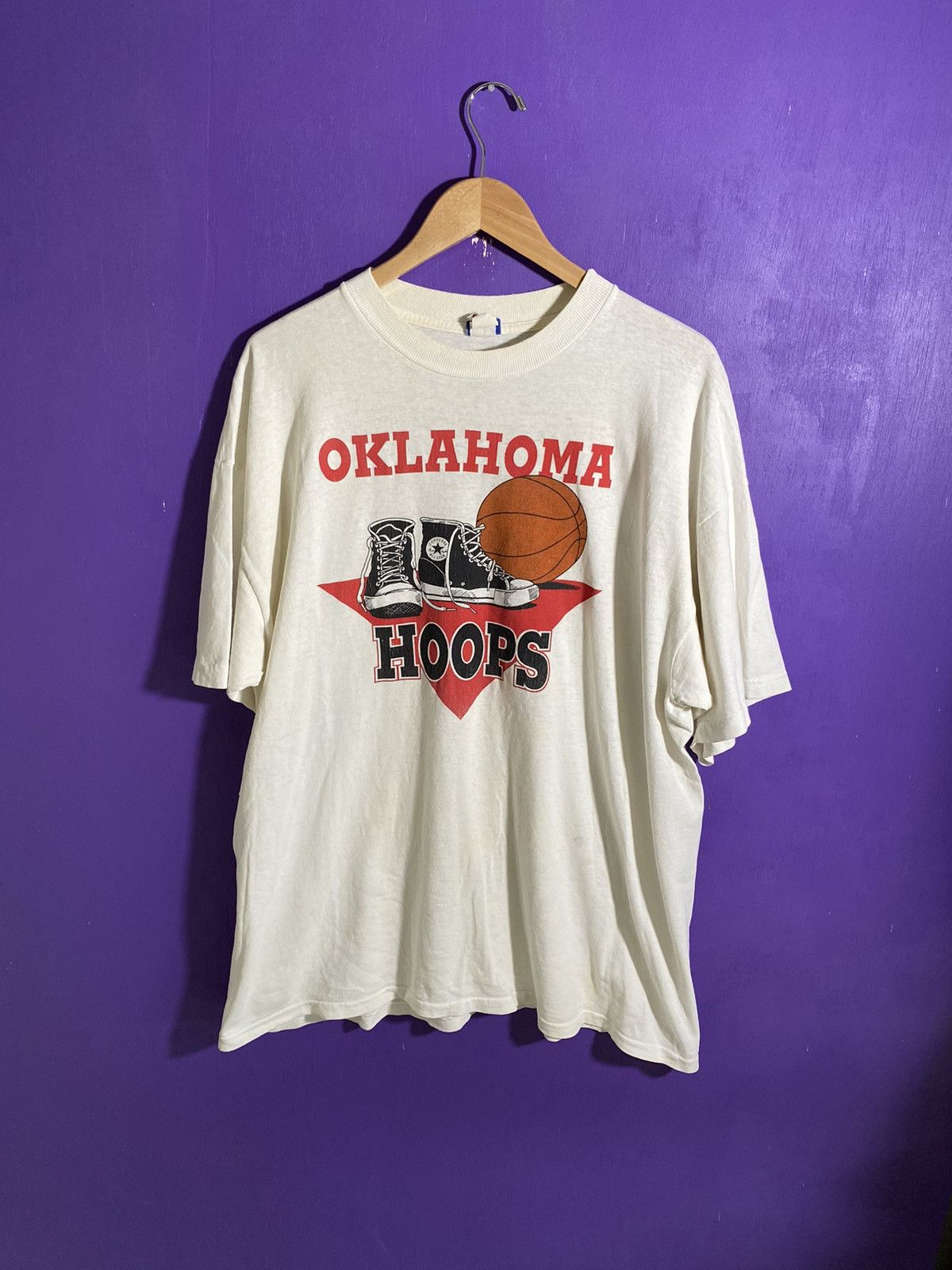 Converse × Vintage Vintage 80s Converse Oklahoma hoops t-shirt Size US XL / EU 56 / 4 - 1 Thumbnail