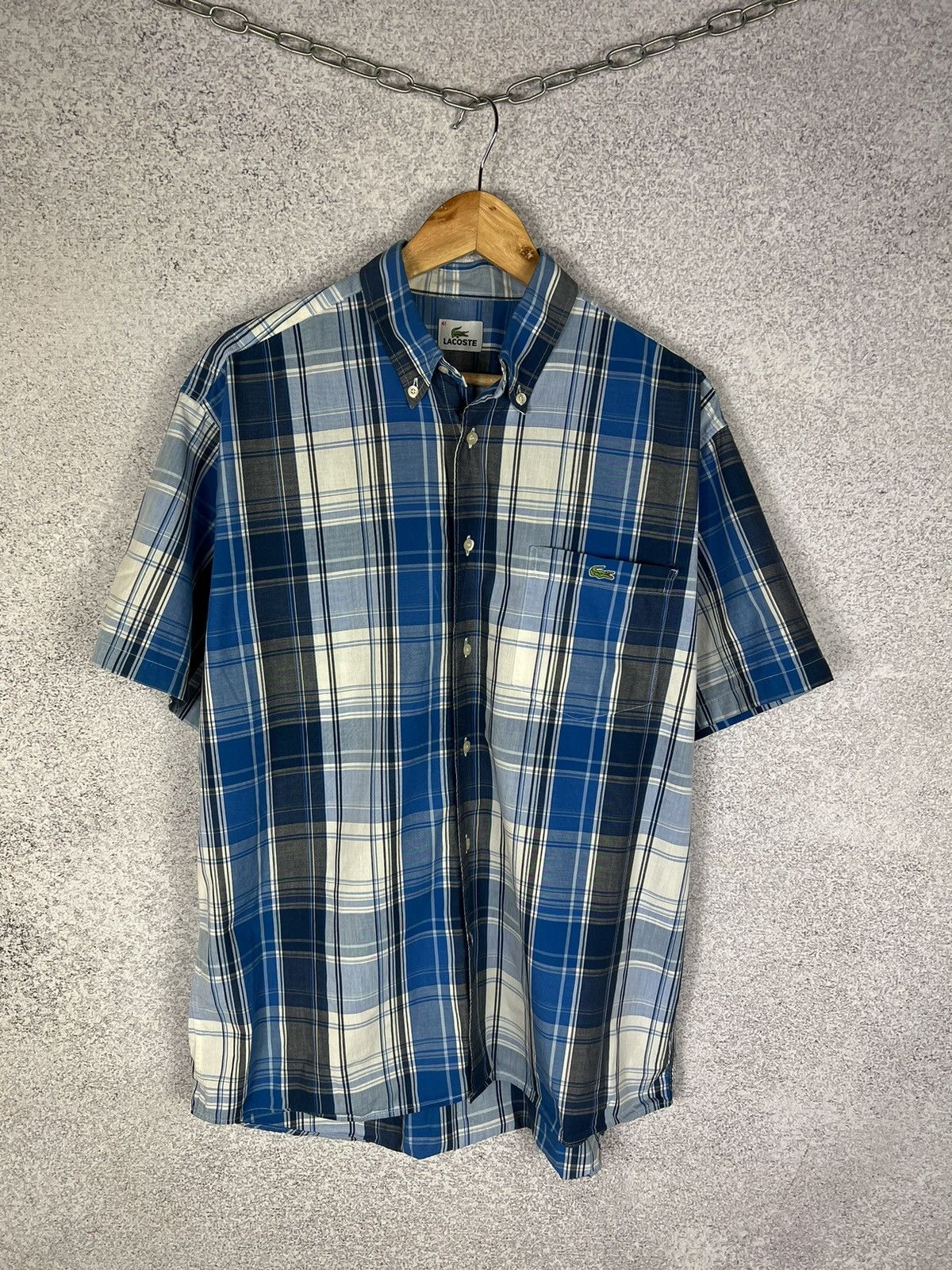 Lacoste Vintage Lacoste Shirt Sleeve Check Shirt Size US XL / EU 56 / 4 - 1 Thumbnail