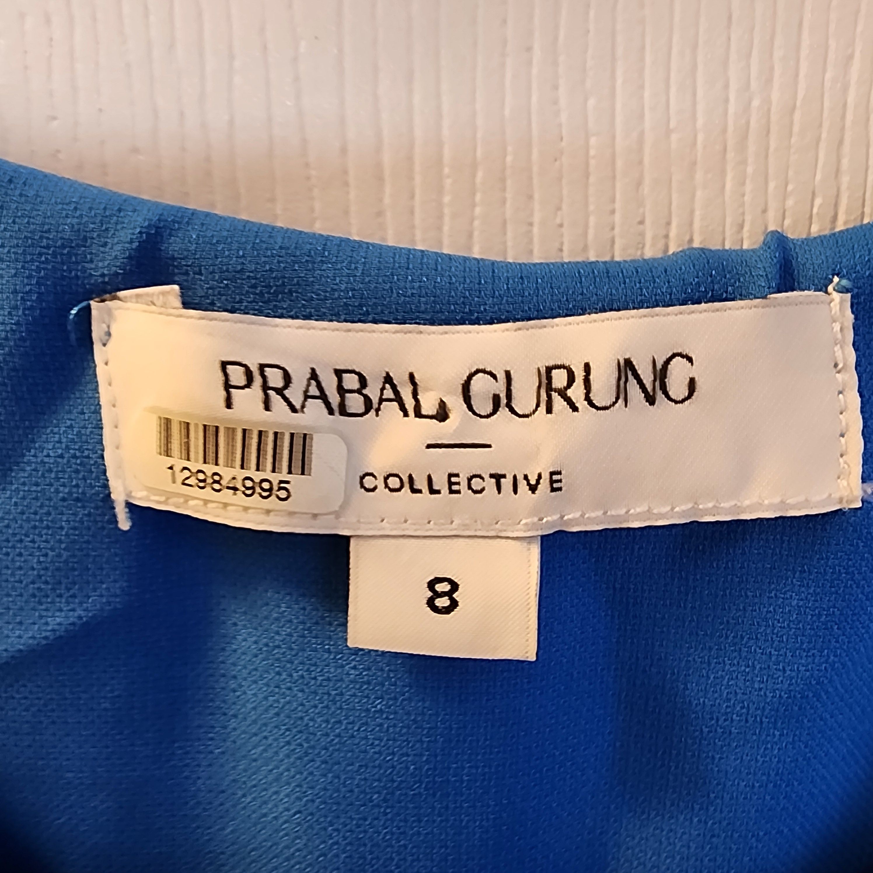 Prabal Gurung Blue Asymmetrical Button Down Blouse Draped Sleeve Size M / US 6-8 / IT 42-44 - 2 Thumbnail