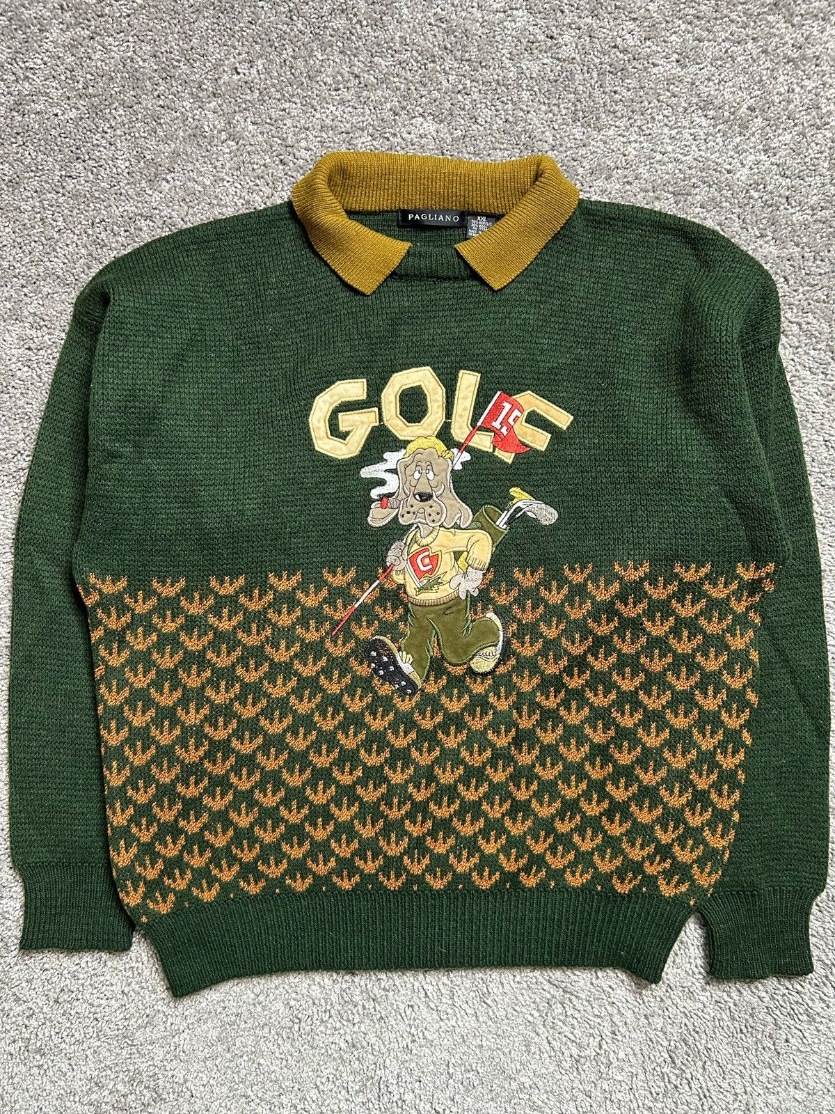 Vintage Vintage 80s Pagliano Wool Knit Embroidered Golf Sweater Size US XXL / EU 58 / 5 - 1 Thumbnail