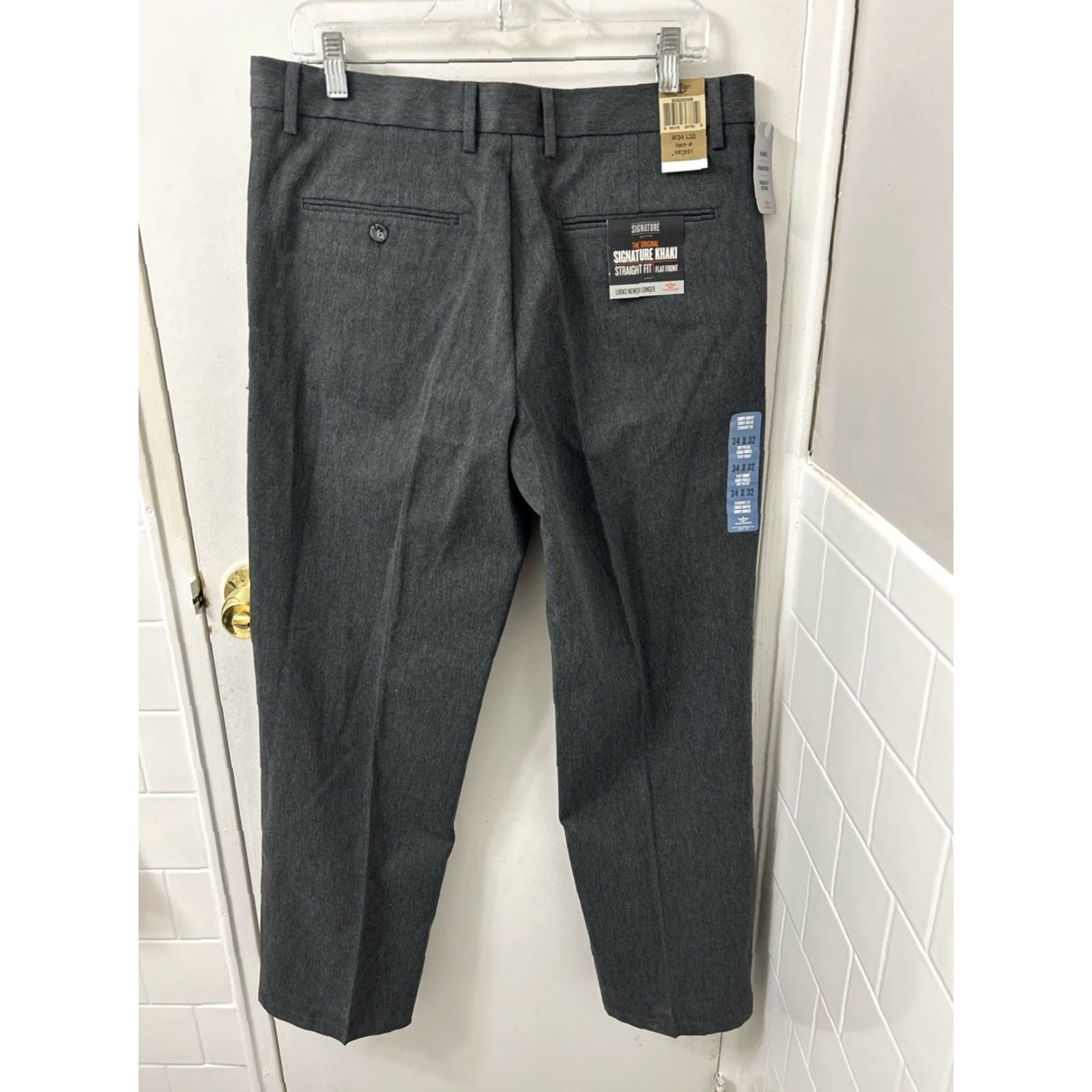 Dockers DOCKERS Signature Khaki Pants Mens 34x32 Gray Straight Flat Front NWT Size US 34 / EU 50 - 2 Thumbnail