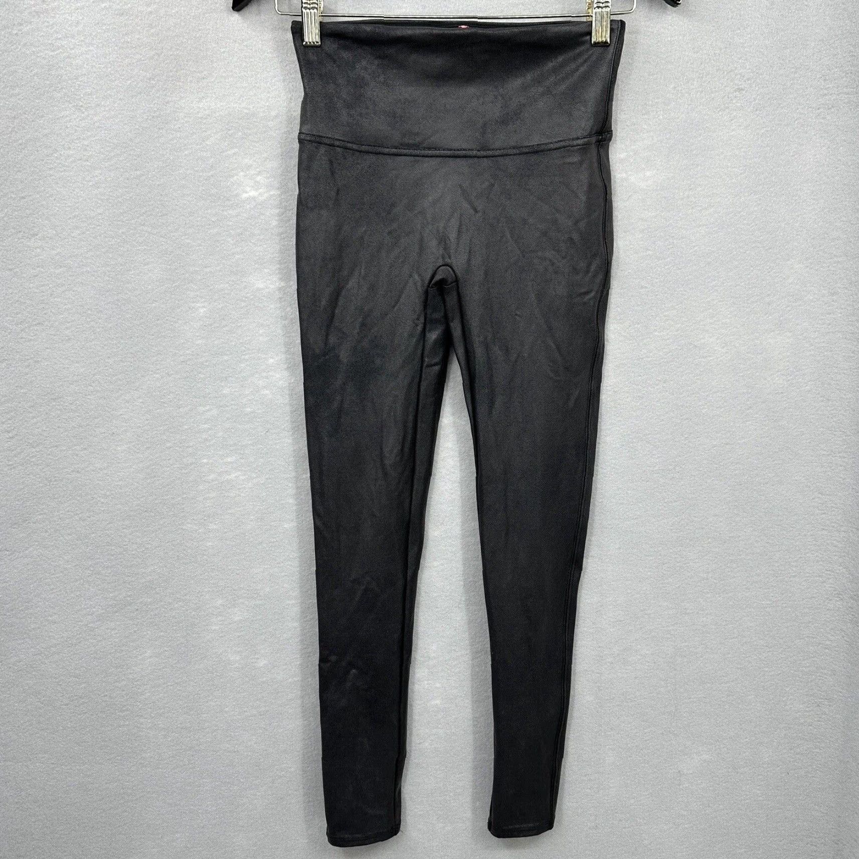 Spanx Spanx Leggings Black Faux Leather Coated Moto Women Petite Medium Shaping Womens Size 32" / US 10 / IT 46 - 2 Thumbnail