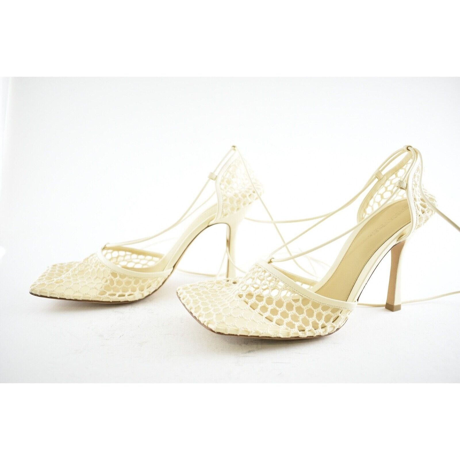 Bottega Veneta Stretch Toile Square Toe Lace Up Tie Sandal Heel Pump 42 Size US 12 / IT 42 - 10 Thumbnail