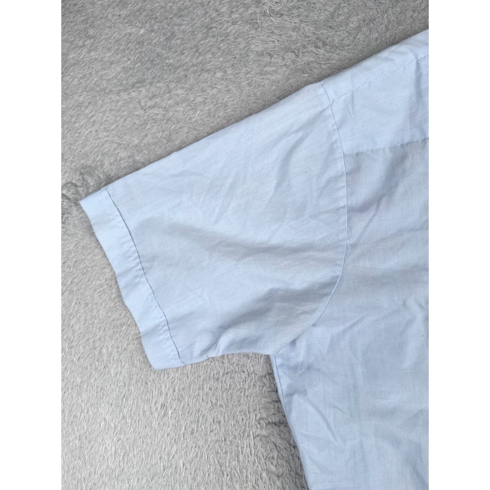 Vintage Guayabera Shirt Extra Large Blue Permanent Press 4 Pocket Poly Blend READ Men Size US XL / EU 56 / 4 - 3 Thumbnail