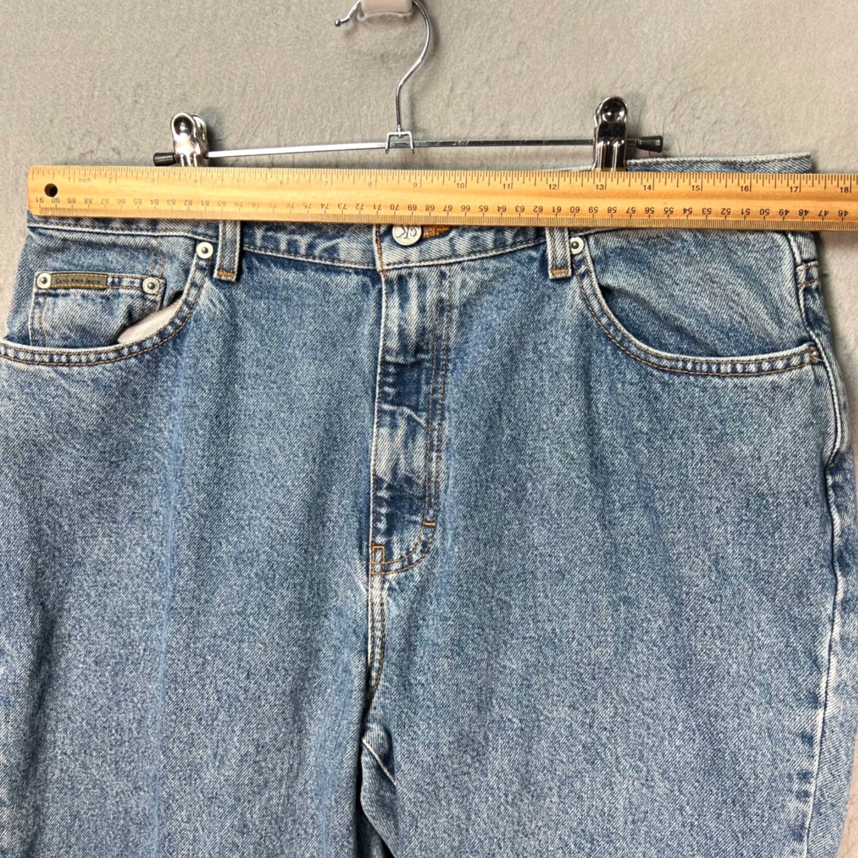 Calvin Klein Calvin Klein Jeans Womens 16 Easy Fit Denim Straight 5-Pocket Blue Distressed Hem Vintage No N/A Size 38" / US 16 / IT 52 - 7 Thumbnail