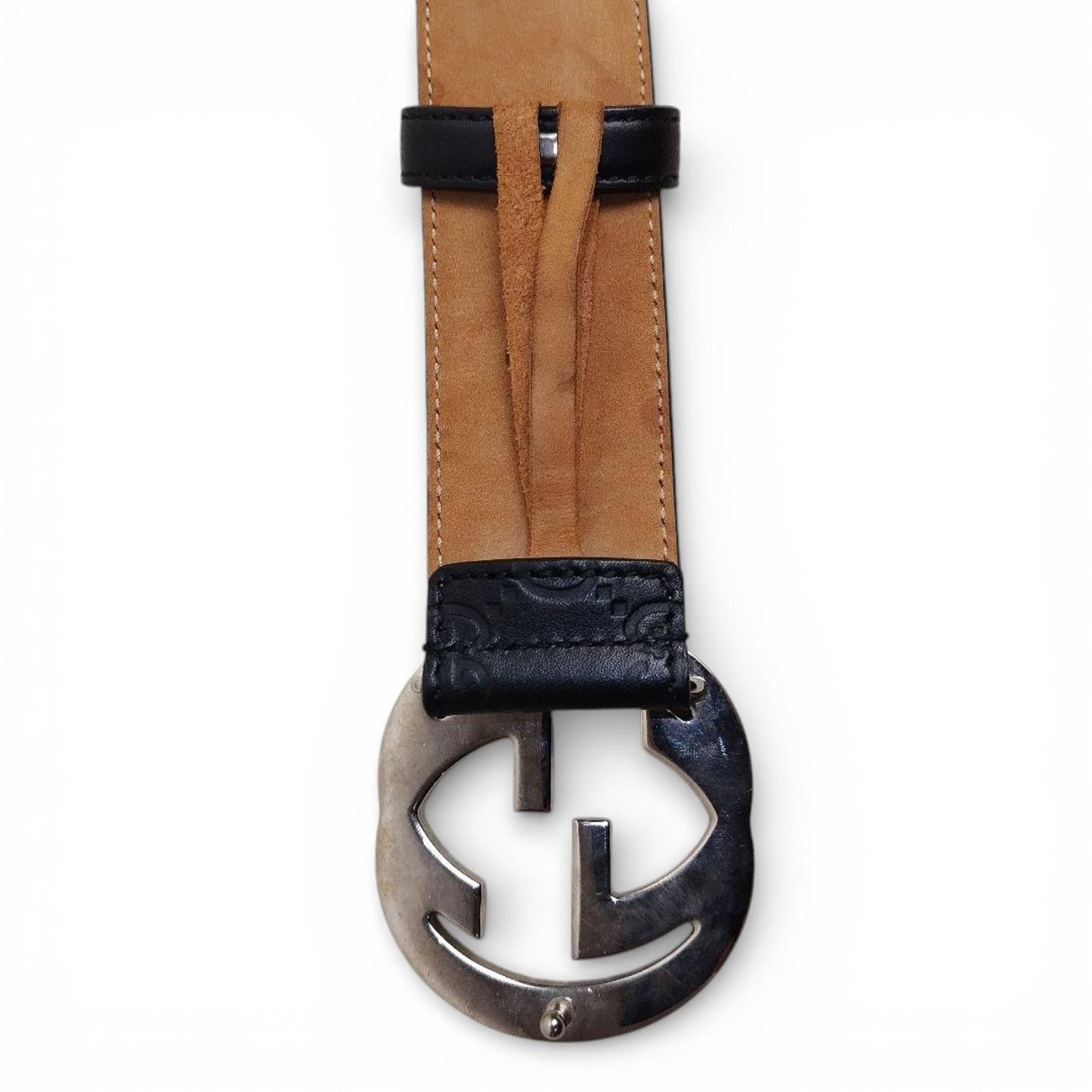 Gucci Gucci - Black Leather Belt Silver GG Buckle Size ONE SIZE - 4 Thumbnail