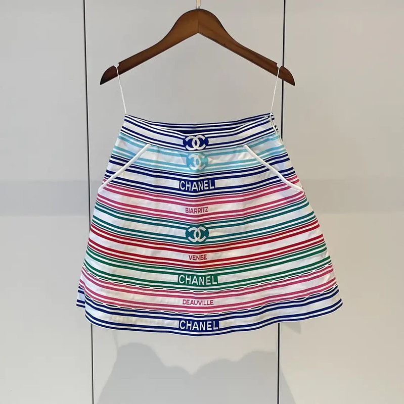 Chanel Chanel Colorful Striped Skirt for Summer 0089 Size 23" - 1 Thumbnail