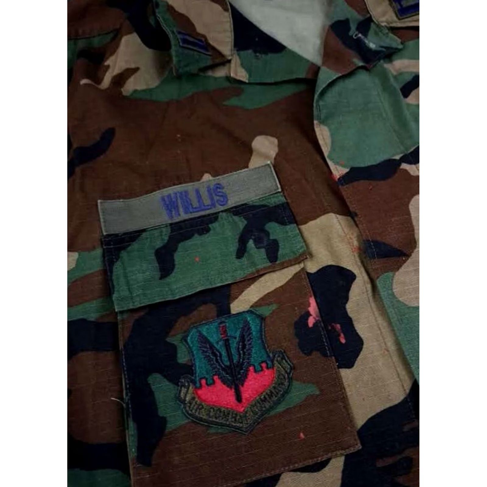 Commando VINTAGE US Military Field Shirt Air Force Air Combat Command XL Denim Camouflage Button-Up Long Sleeve Mens Size US XL / EU 56 / 4 - 7 Thumbnail