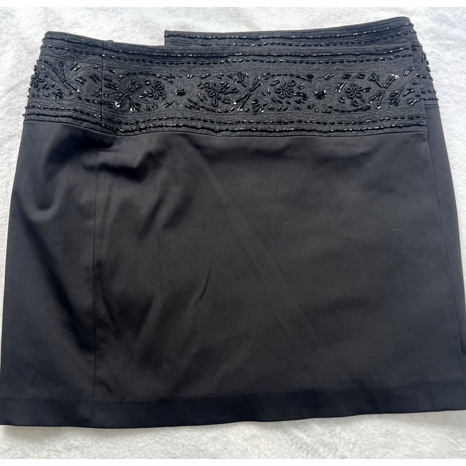 Express VINTAGE EXPRESS Black Beaded Waist Wrap Skirt Cotton Blend Washable 9/10 Womens Size 32" / US 10 / IT 46 - 3 Thumbnail