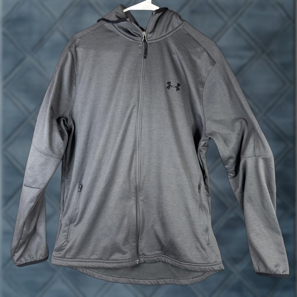 Under Armour Under Armour Jacket Mens L Gray Hooded Full Zip Lined Lightweight Athletic Running Gym Training Casual Front Zip Pockets Size US L / EU 52-54 / 3 - 1 Thumbnail