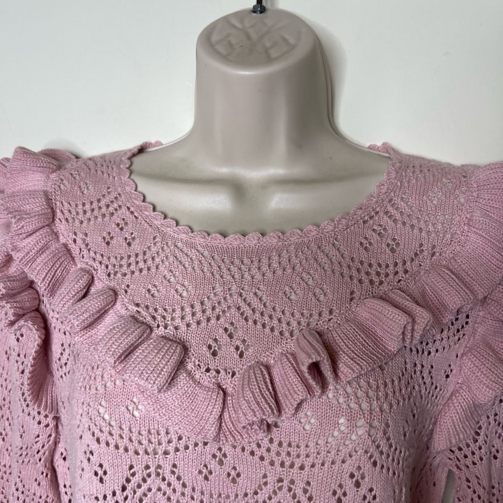 LoveShackFancy LOVESHACKFANCY Natalie Long Sleeve Pullover Sweater Pink M Size M / US 6-8 / IT 42-44 - 5 Thumbnail