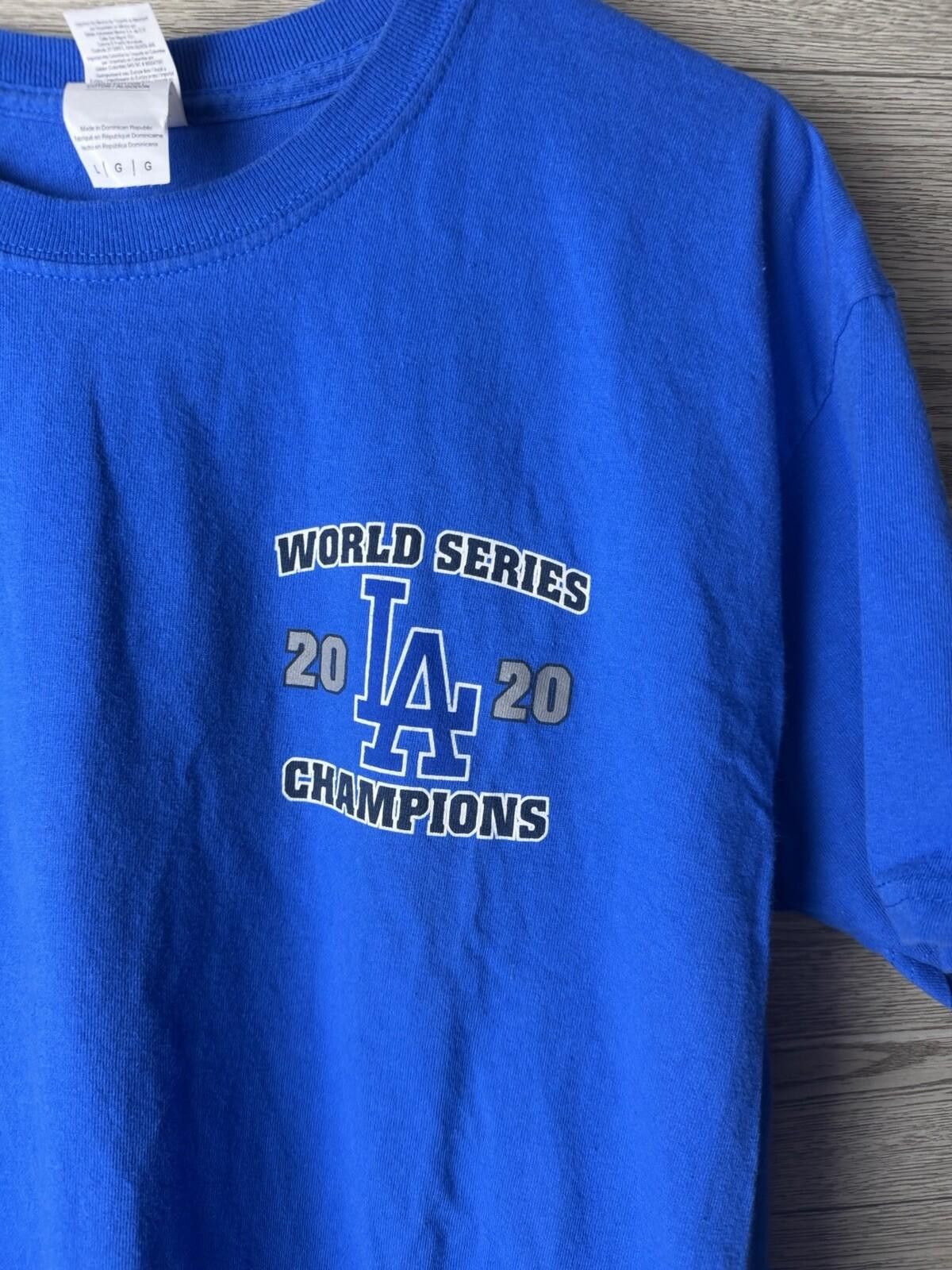 Jerzees LA Dodgers 2020 World Series Champions Tee Mens Large Blue Size ONE SIZE - 4 Thumbnail