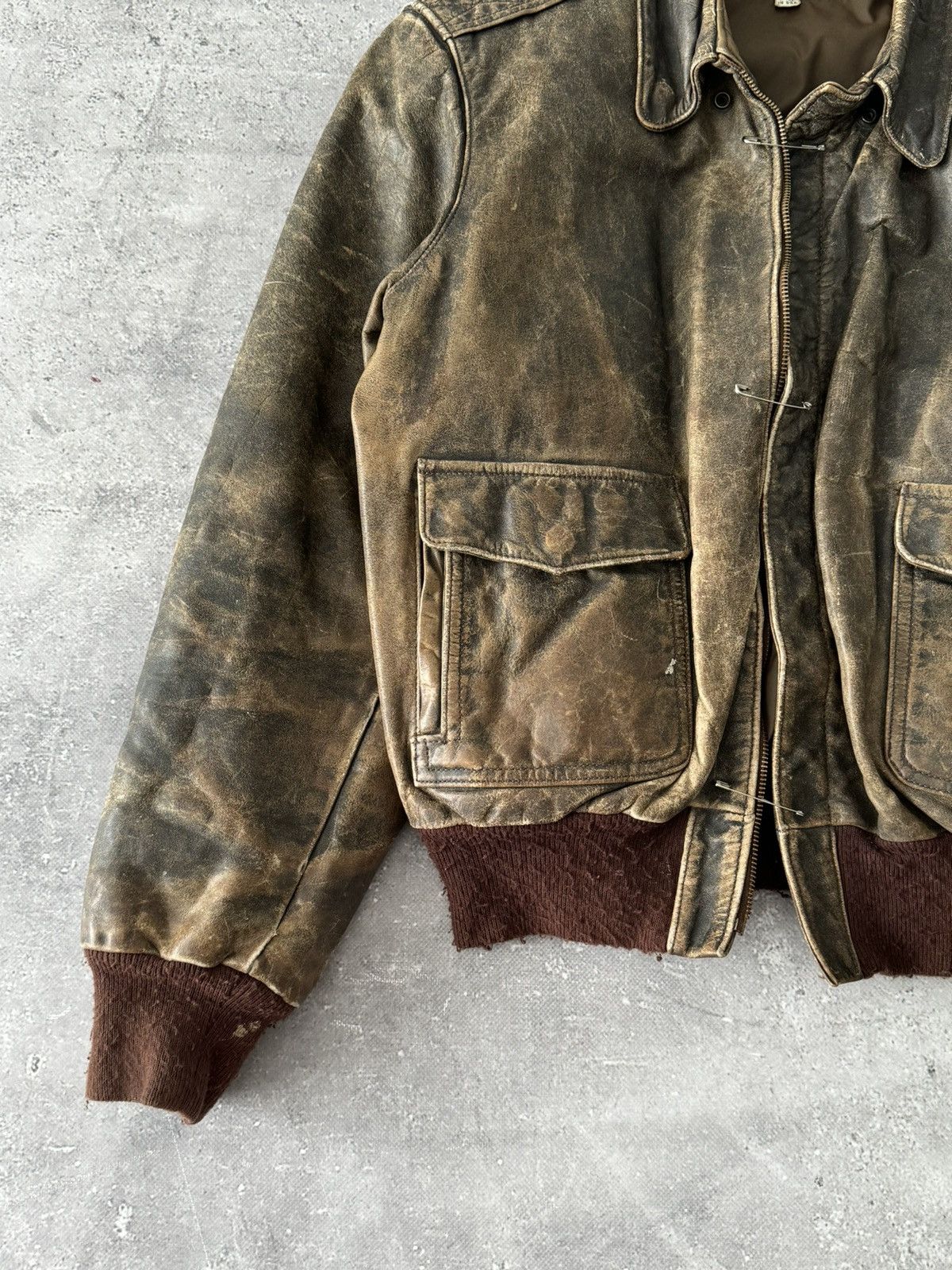 Vintage 1970s Vintage USAF A2 ‘Leonhard’ Flying Leather Faded Jacket Size US S / EU 44-46 / 1 - 7 Thumbnail