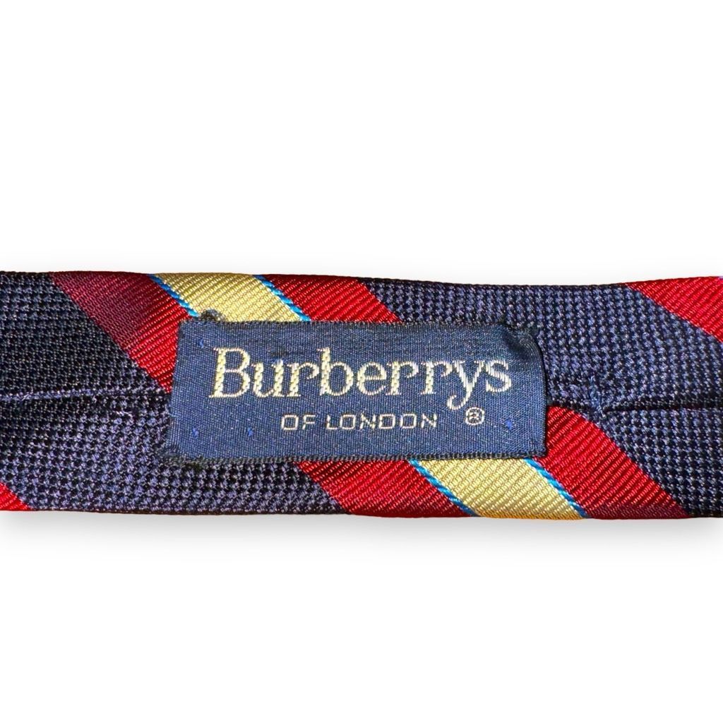 Burberry Burberry London Navy & Red Rep Stripe Handmade Silk Tie Size ONE SIZE - 5 Thumbnail