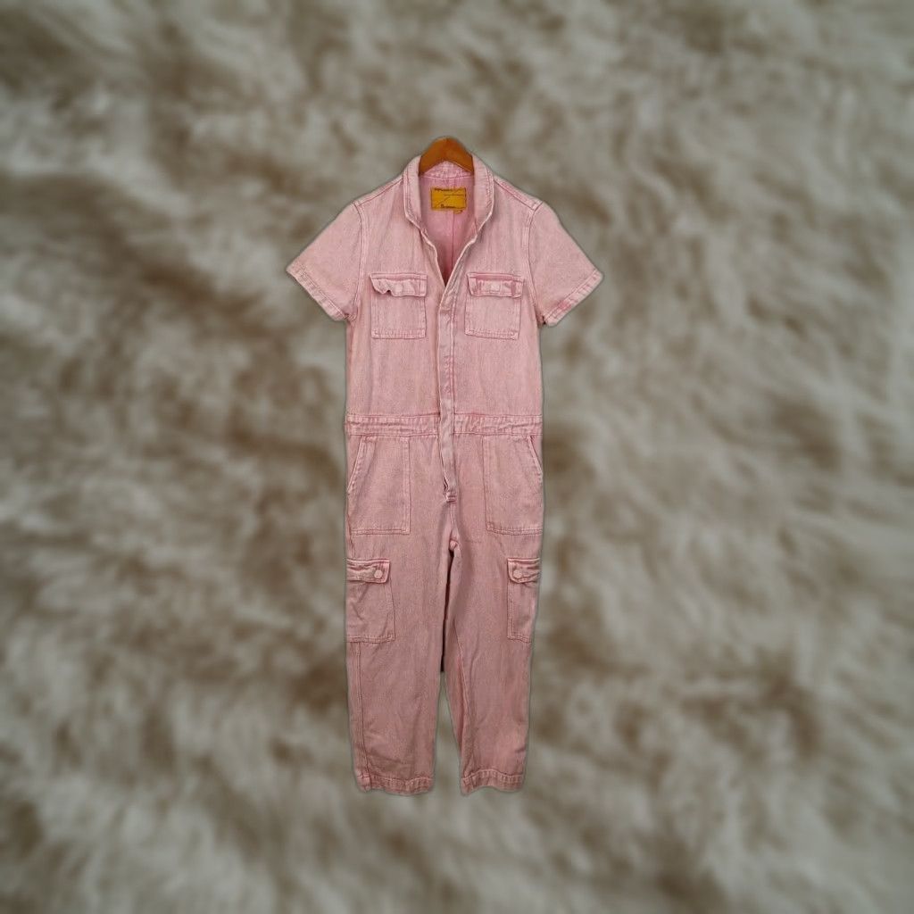 Vintage Signature 8 Coverall Jumpsuit Pink Denim Long Sleeve Button Up Large Women L One-Piece Jumpsuit Pockets Casual Spring Summer Fall Winter Vintage No Size L / US 10 / IT 46 - 1 Thumbnail