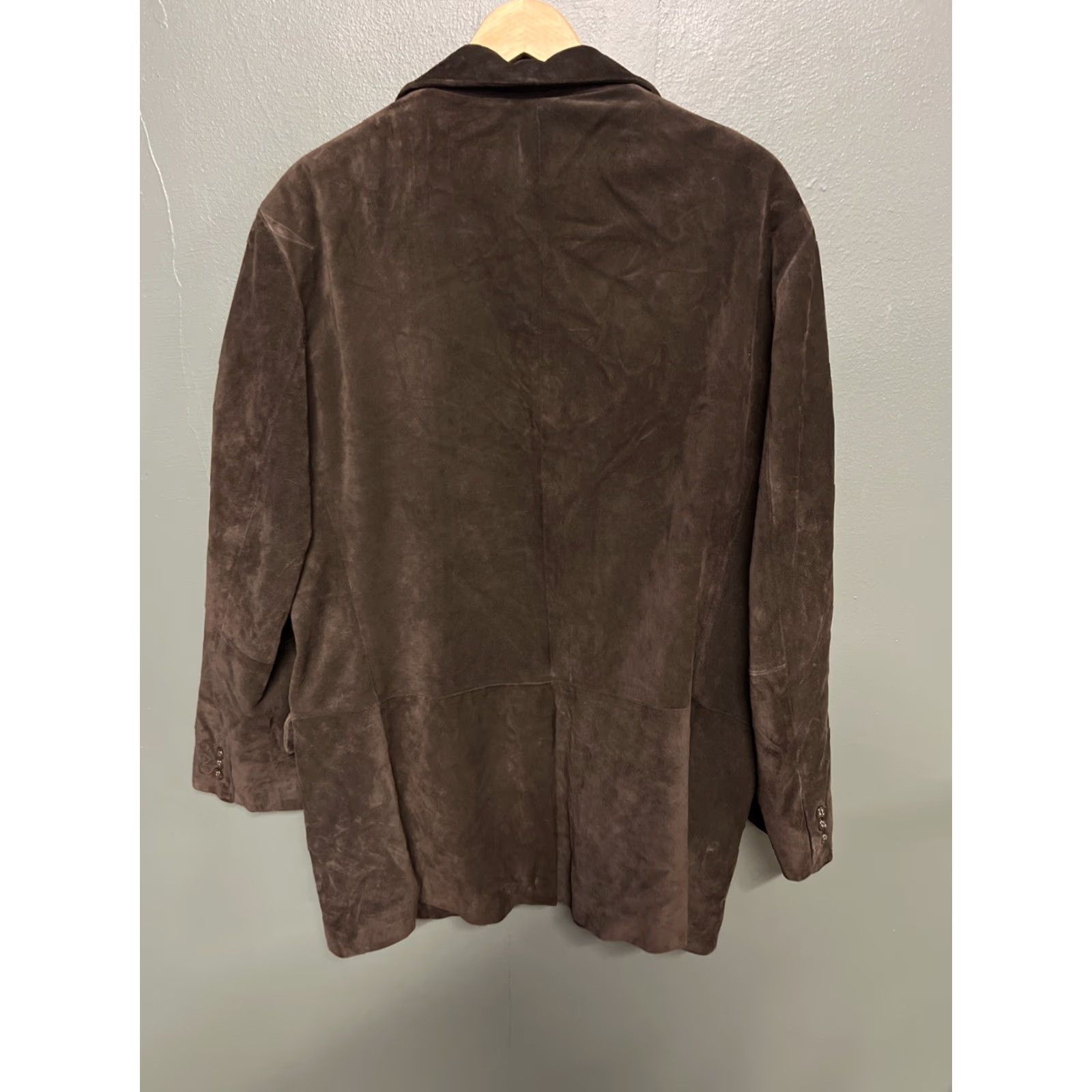 Alfani Alfani Leather Blazer Jacket Mens Brown 44R Chocolate Brown Regular Size 44 Blazer Jacket Mens Size 44R - 5 Thumbnail