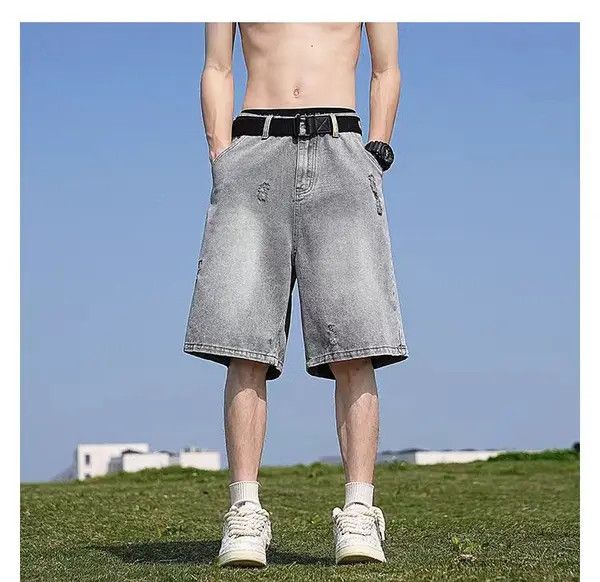 VIBE Gray High Street Vintage Loose Fit Denim Shorts Size US 31 - 4 Thumbnail