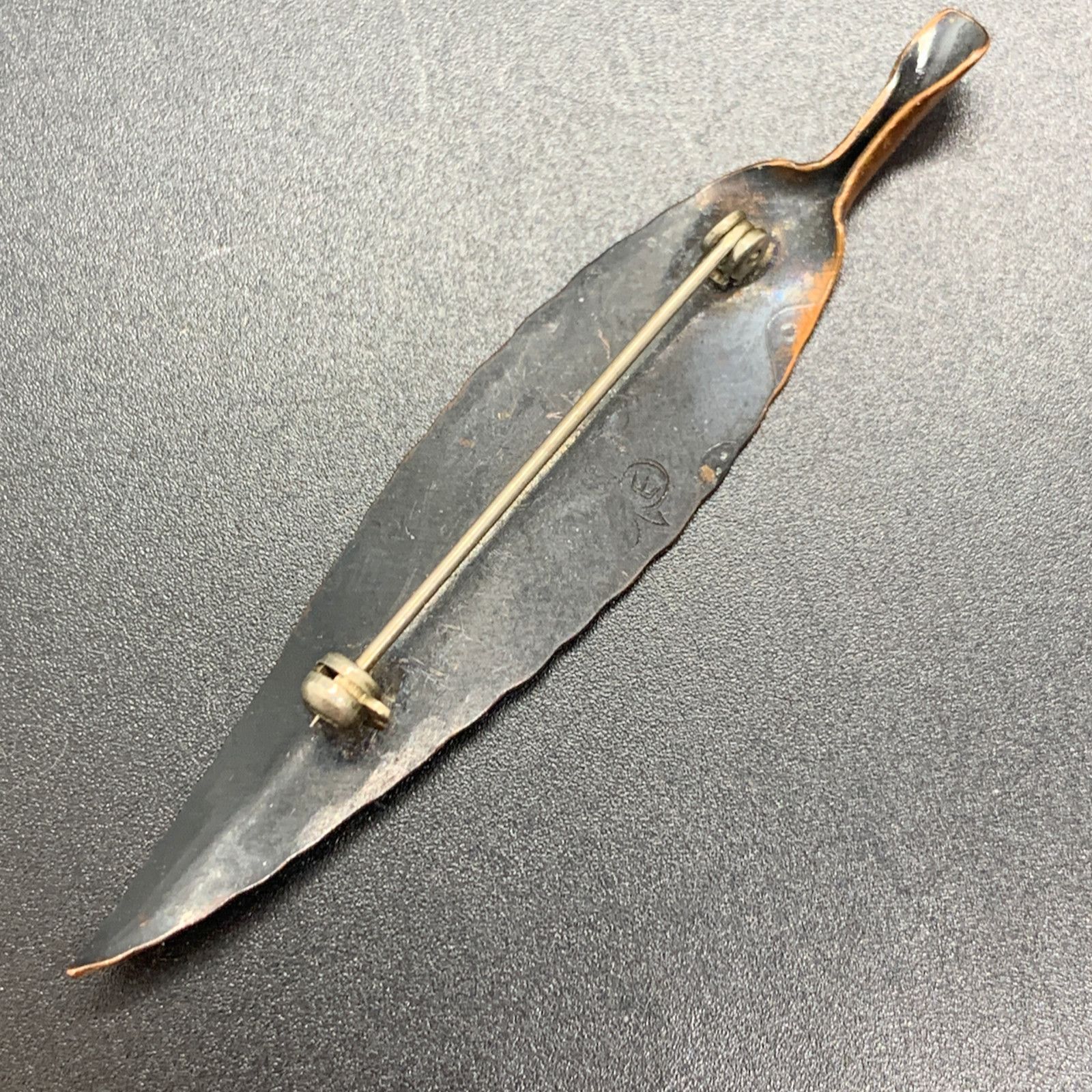 Other Stuart Nye Vintage Hand Wrought Copper Leaf Brooch 2.5" Size ONE SIZE - 3 Thumbnail