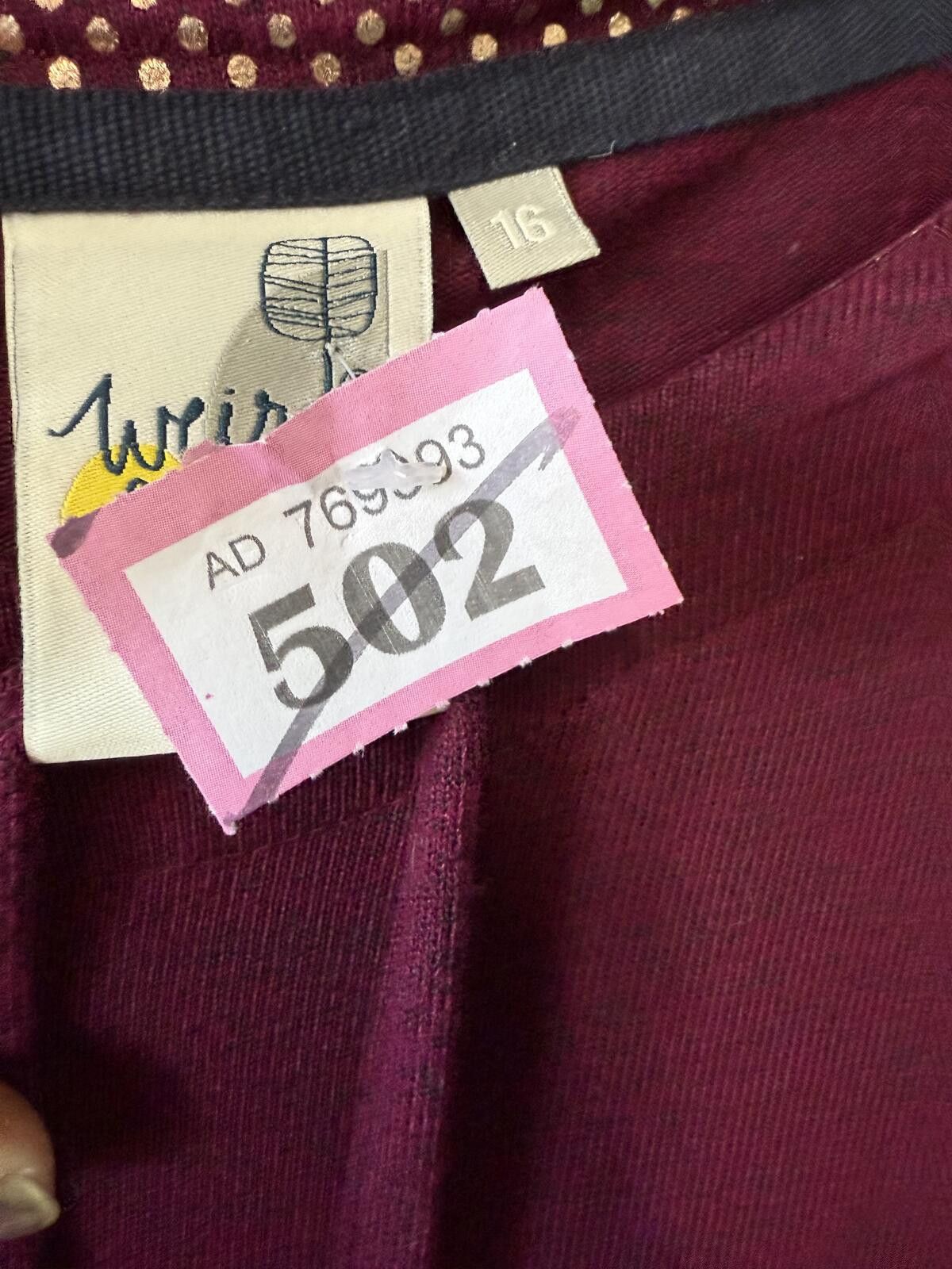 Other Weird Fish Maroon Burgundy Tie Neck Jersey Tunic Dress Size XL / US 12-14 / IT 48-50 - 2 Thumbnail