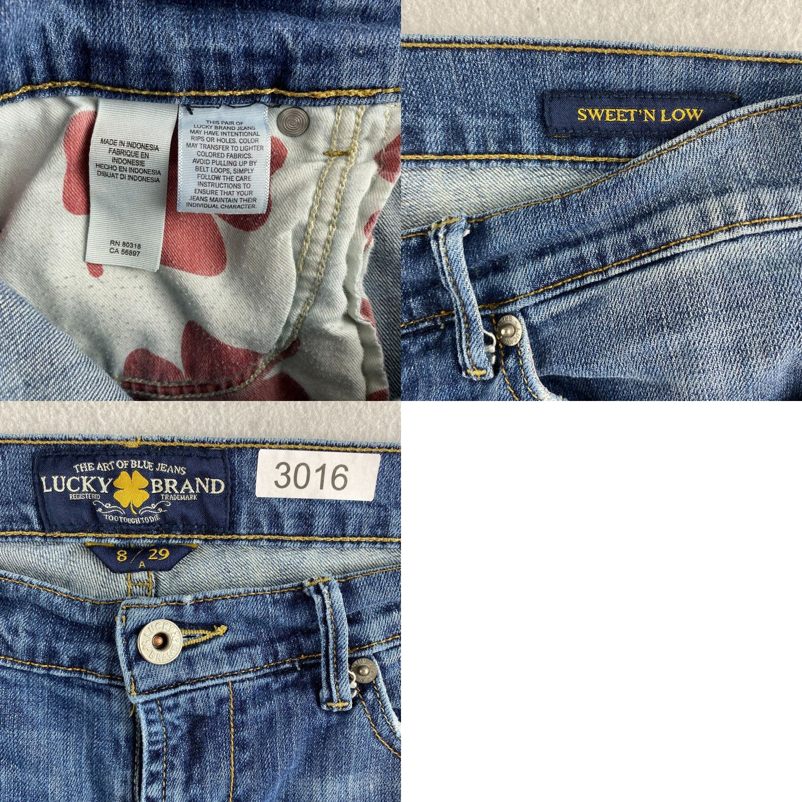 Lucky Brand Lucky Brand Jeans Womens 8/29 Blue Sweet N Low Distressed Flared Denim Pants Pockets 5-Pocket Regular Waist 31in Inseam 29in Cotton Blend Denim Size 30" / US 8 / IT 44 - 11 Thumbnail