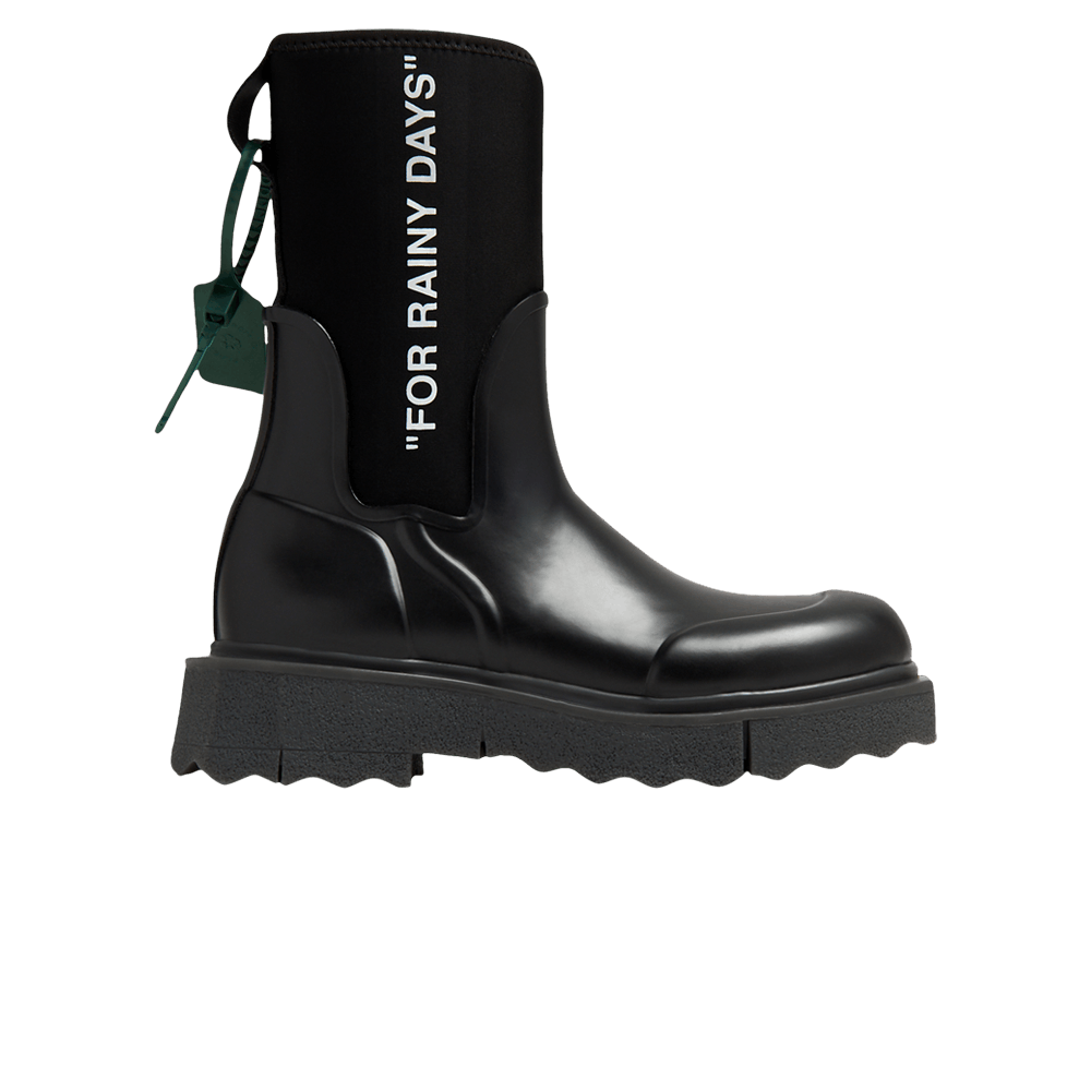image of Off White Off-White Wmns Sponge Rubber Rain Boot For Rainy Days - Blac in Black, Women's (Size 8)