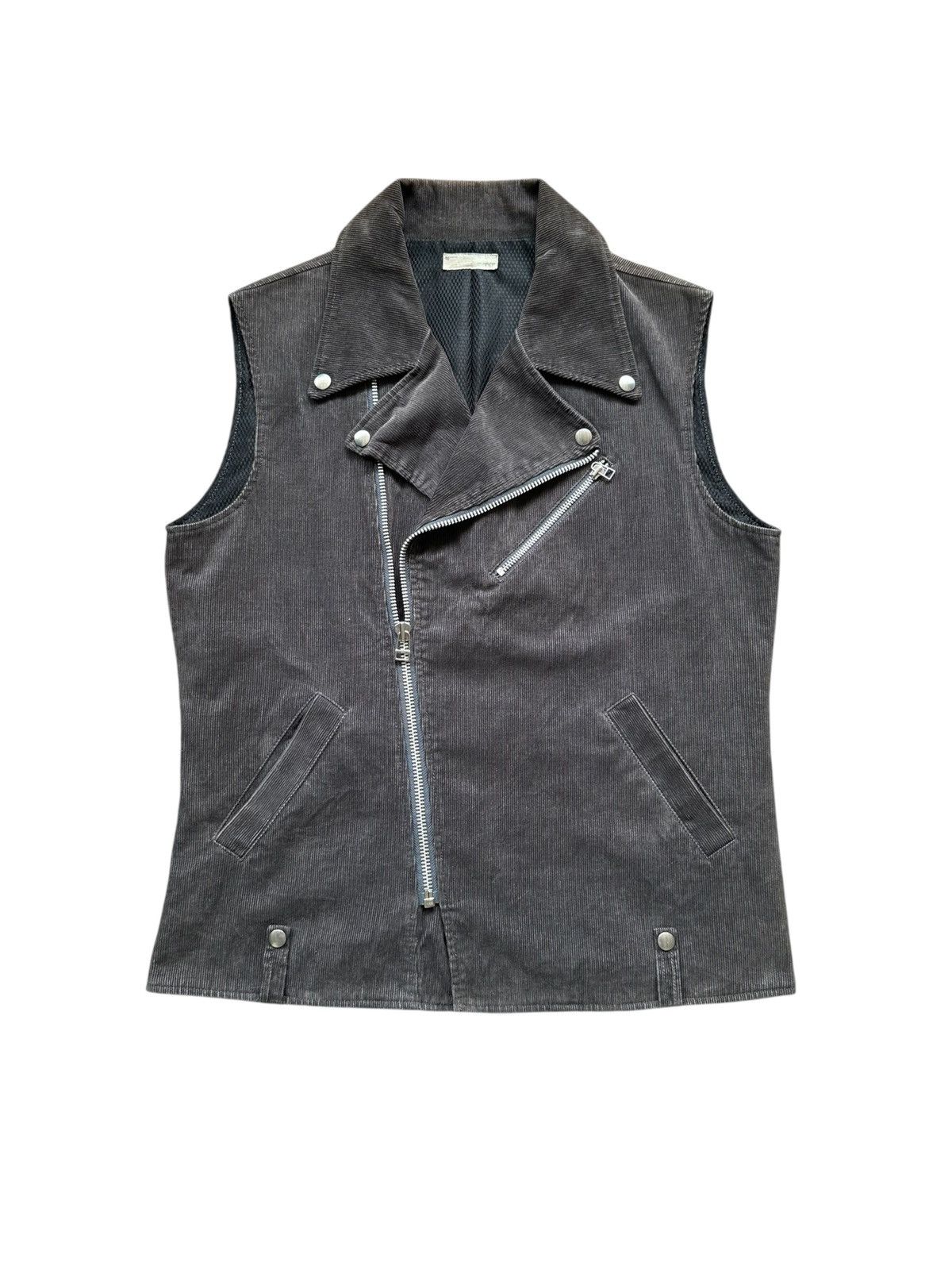 00's PLEDGE corduroy double collar rider sleeveless jacket