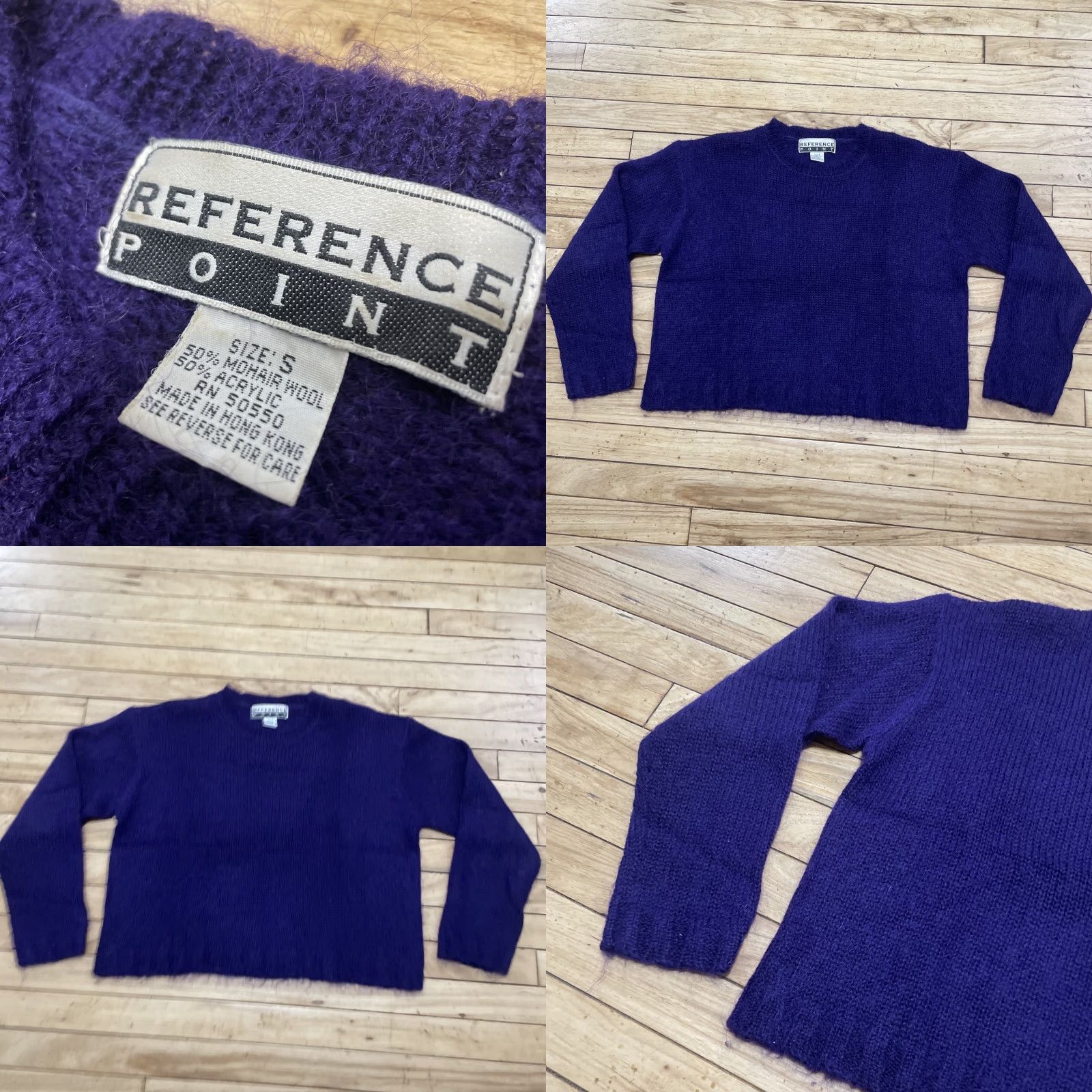 Vintage VINTAGE Reference Point Sweater Wool Mohair Women S Royal Purple 90s Crop Knit Pullover Long Sleeve V-Neck Button Sheep? (Wait) Size S / US 4 / IT 40 - 9 Thumbnail