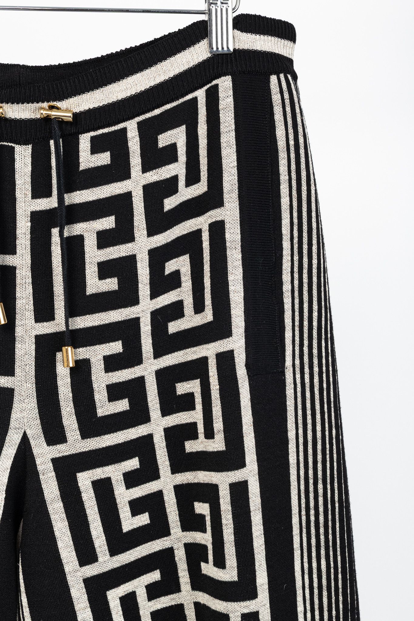 Balmain Balmain Ivoire & Noir Monogram-Jacquard Wool Sweatpants Size 30" / US 8 / IT 44 - 5 Thumbnail