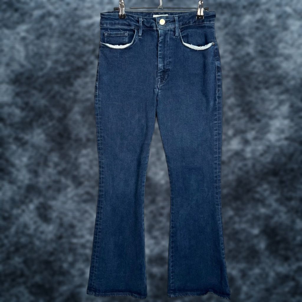 Frame FRAME Jeans Size 2 Flare Denim Blue Cotton Blend Women's Regular Inseam 29 Pockets 5-Vintage No Nylon? (Note: avoid adding info not in original) Size 26" / US 2 / IT 38 - 1 Thumbnail