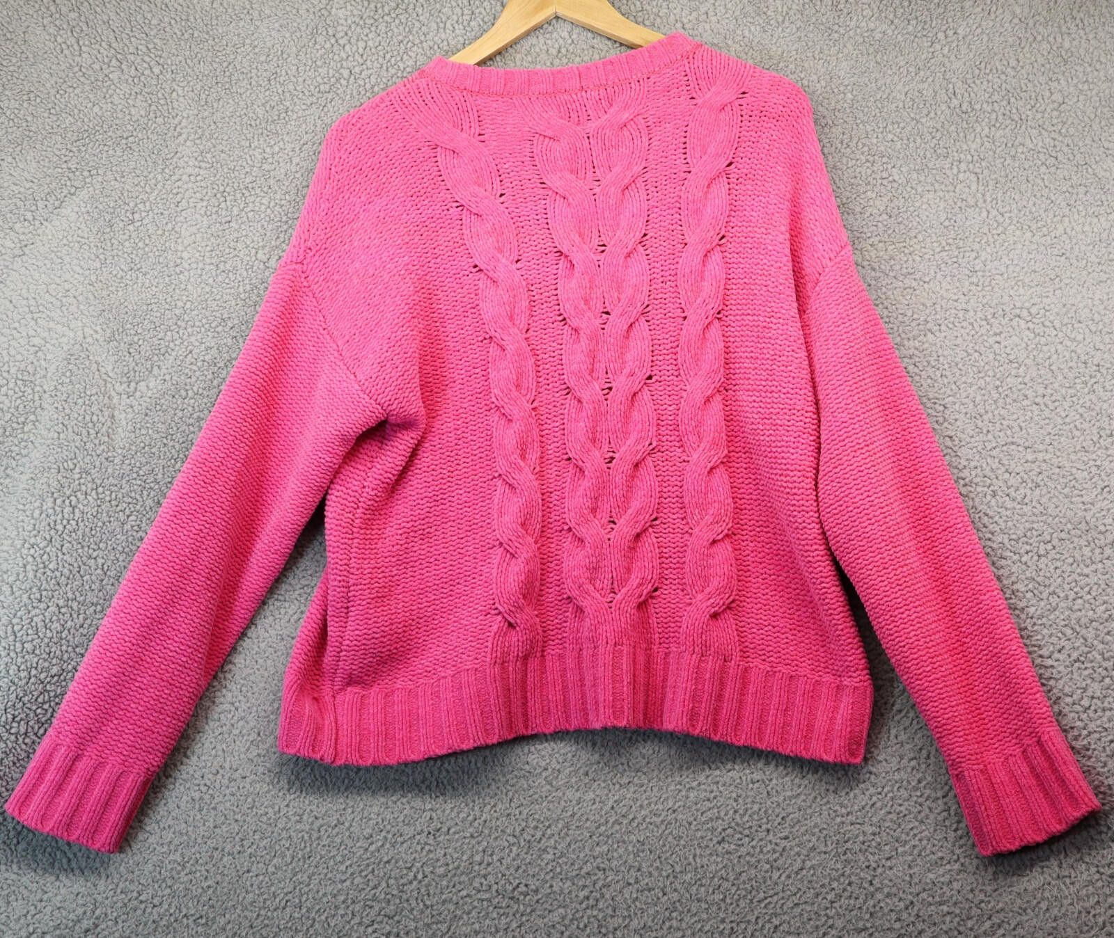 American Eagle Outfitters American Eagle Pink Heavy Cable Knit Crew Sweater Sz Medium Size US M / EU 48-50 / 2 - 8 Thumbnail