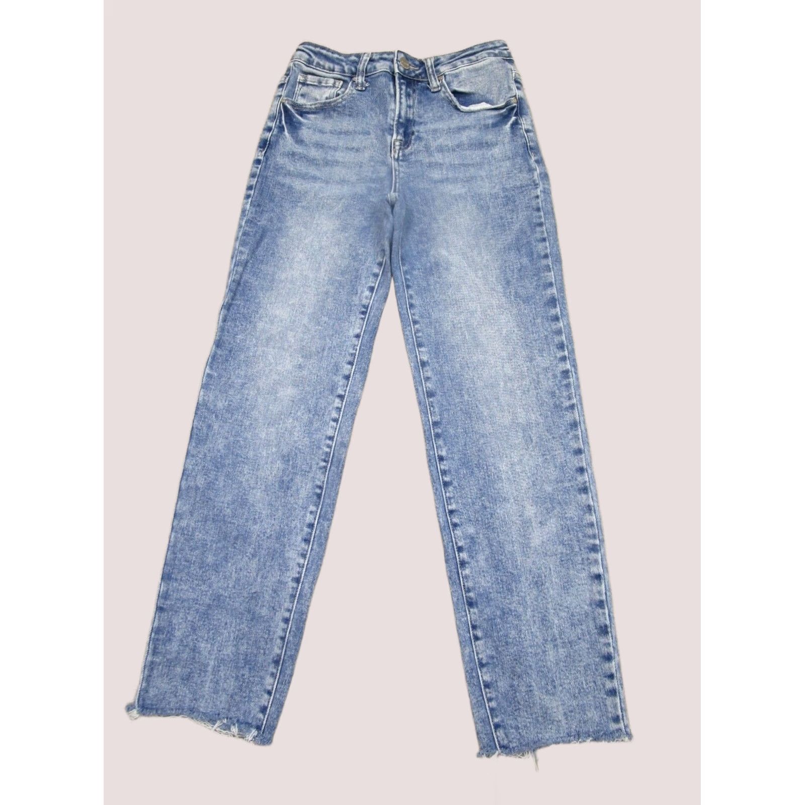 Vintage Risen Jeans Women 26 Blue Straight Cropped Mid Rise Acid Wash Frayed Hem Denim Pants Size 26" / US 2 / IT 38 - 1 Thumbnail