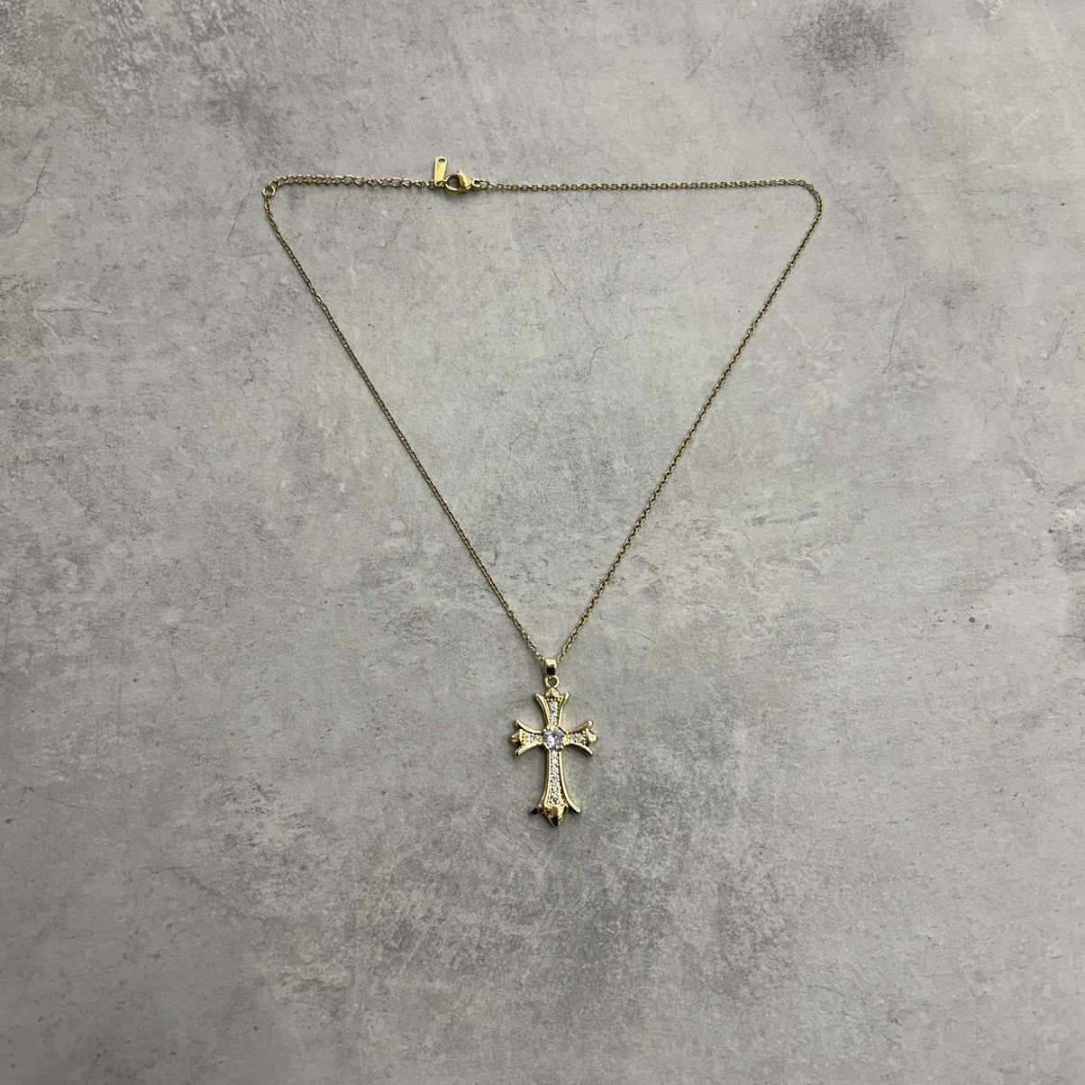 Japanese Brand × Vintage Y2K 2000s Gold studded big cross pendant rapper chain Size ONE SIZE - 2 Thumbnail