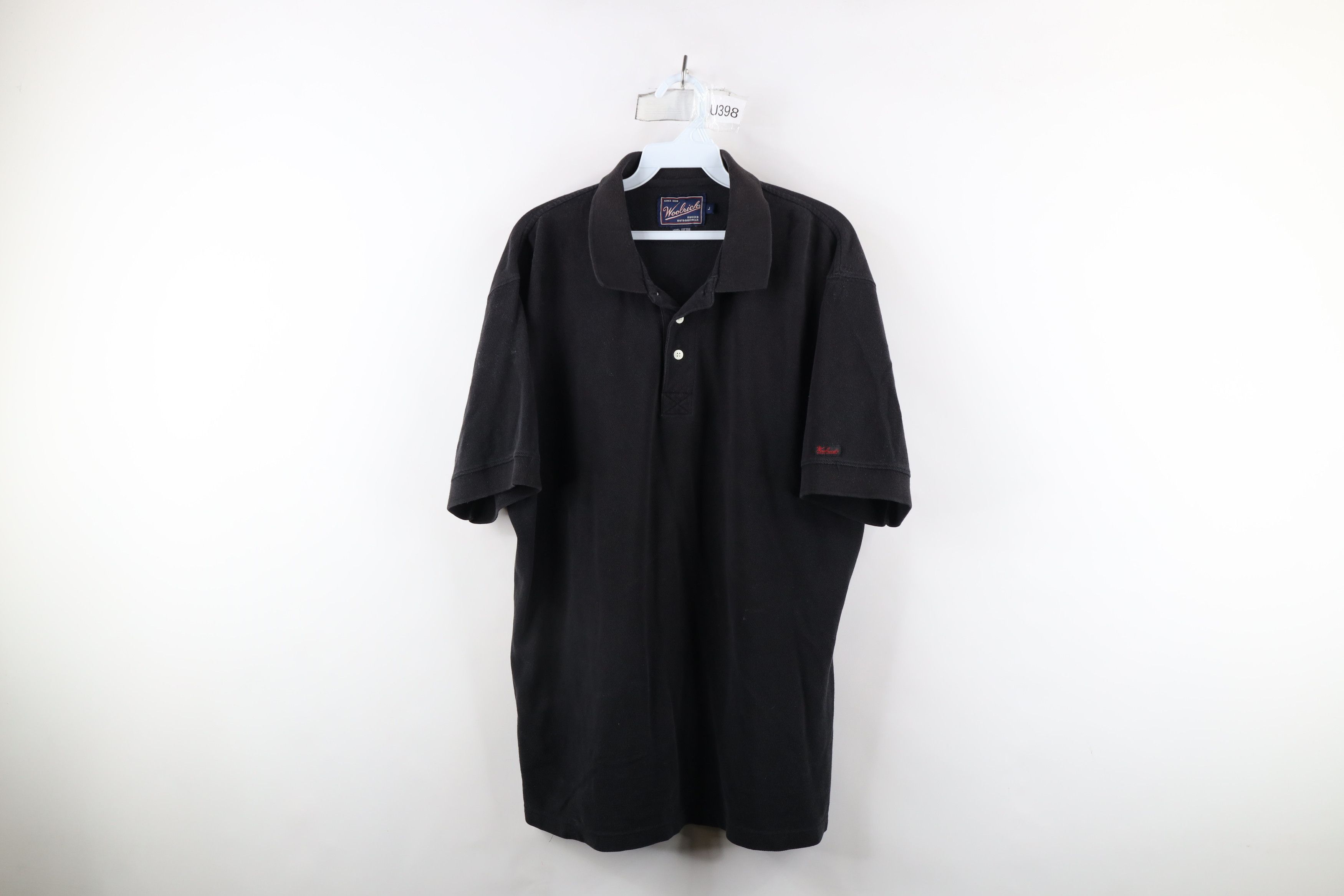 Vintage × Woolrich Woolen Mills Vintage 90s Woolrich Spell Out Collared Polo Shirt Black Size US L / EU 52-54 / 3 - 1 Thumbnail