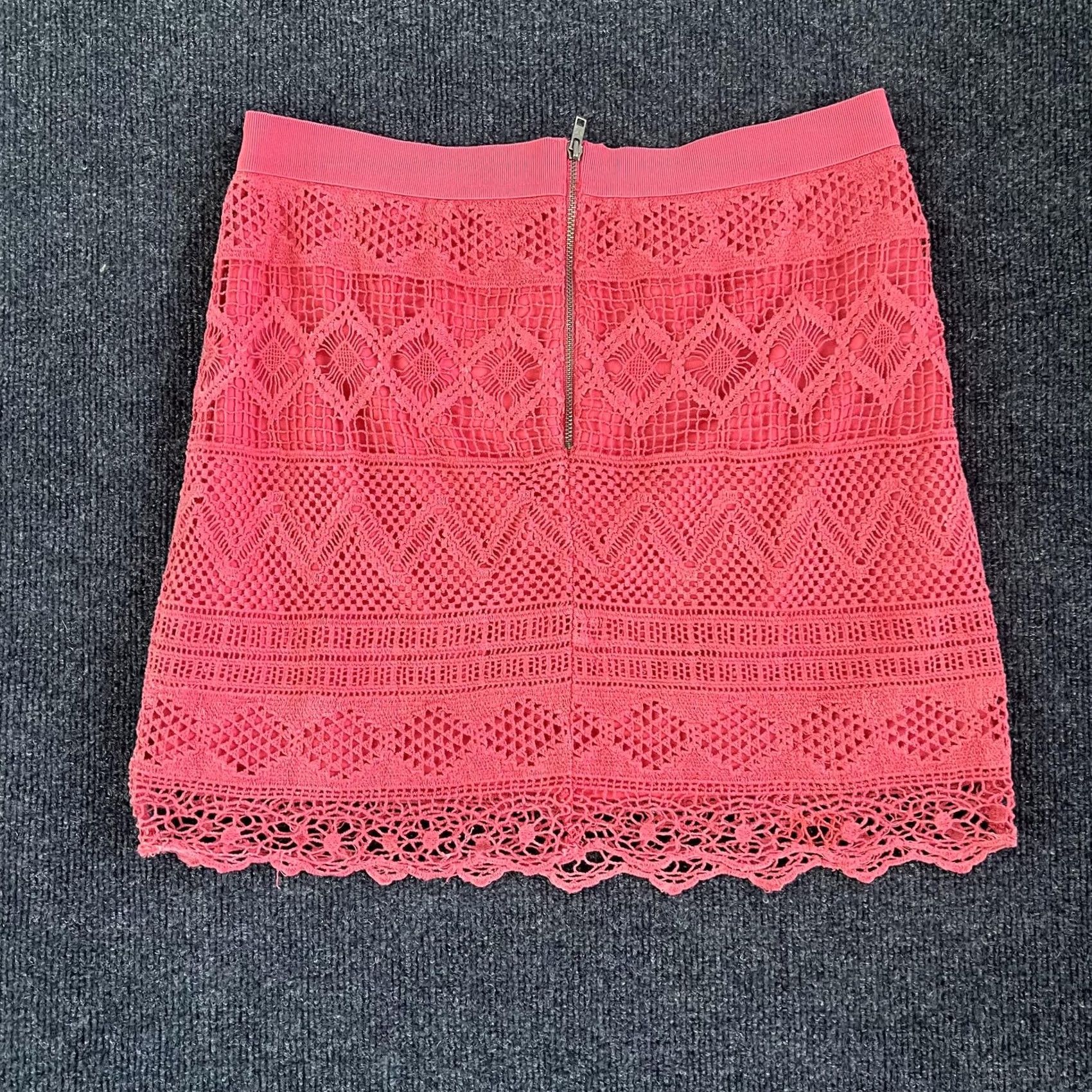 American Eagle Outfitters American Eagle Outfitters Skirt Womens 6 Pink Lace Crochet Mini Lined Zip Party Casual 6 Pink Lace Crochet Zipper Womens Size 28" / US 6 / IT 42 - 4 Thumbnail