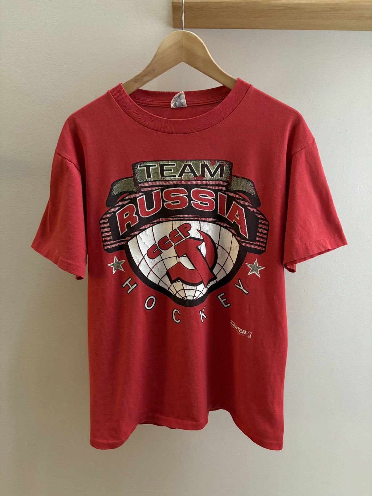 Team Russia Hockey VTG 1991 red Starter t-shirt M/L