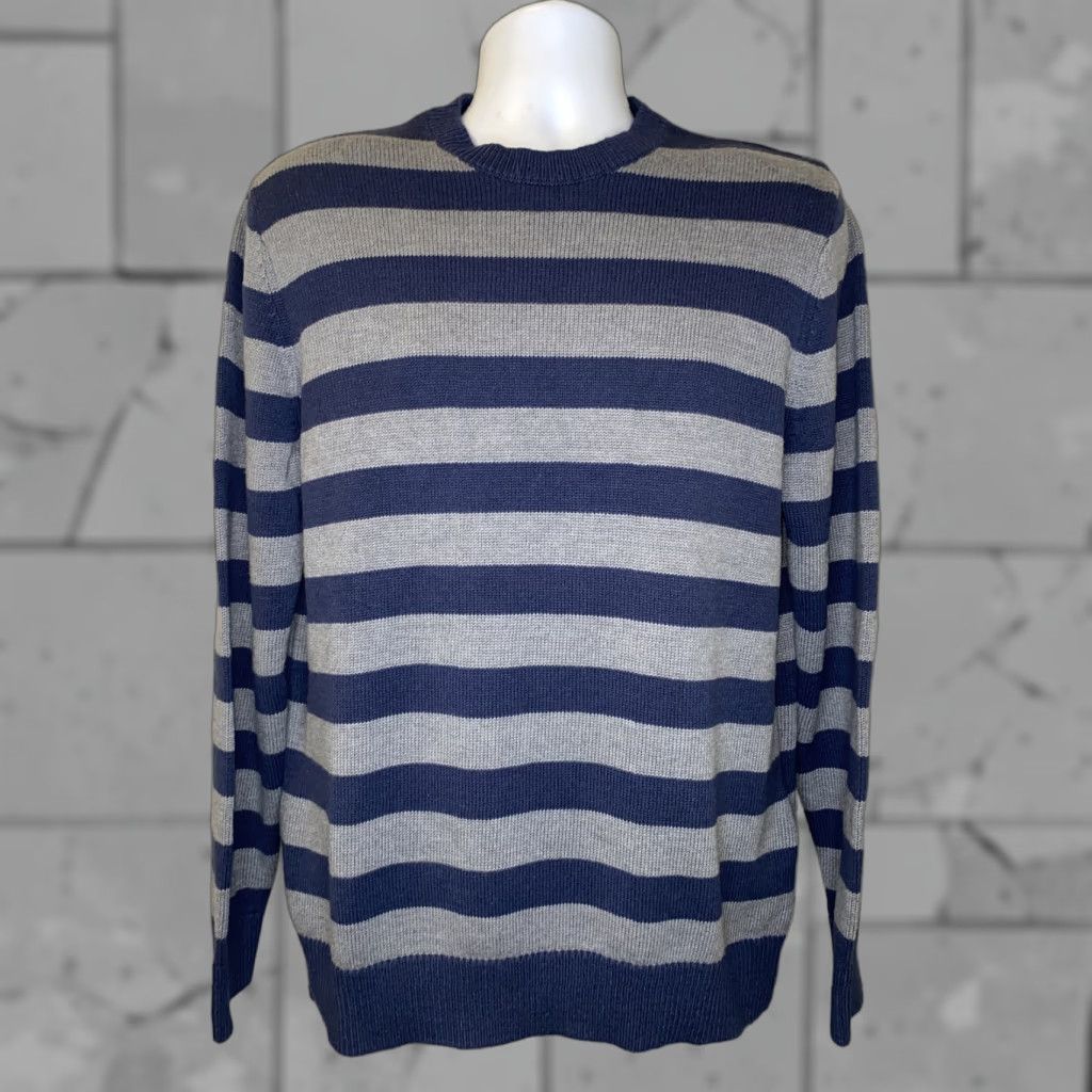 Levi's Levi’s Mens Sweater Crewneck Striped Gray/Blue Cotton/Acrylic Size XL NWT Size US XL / EU 56 / 4 - 1 Thumbnail